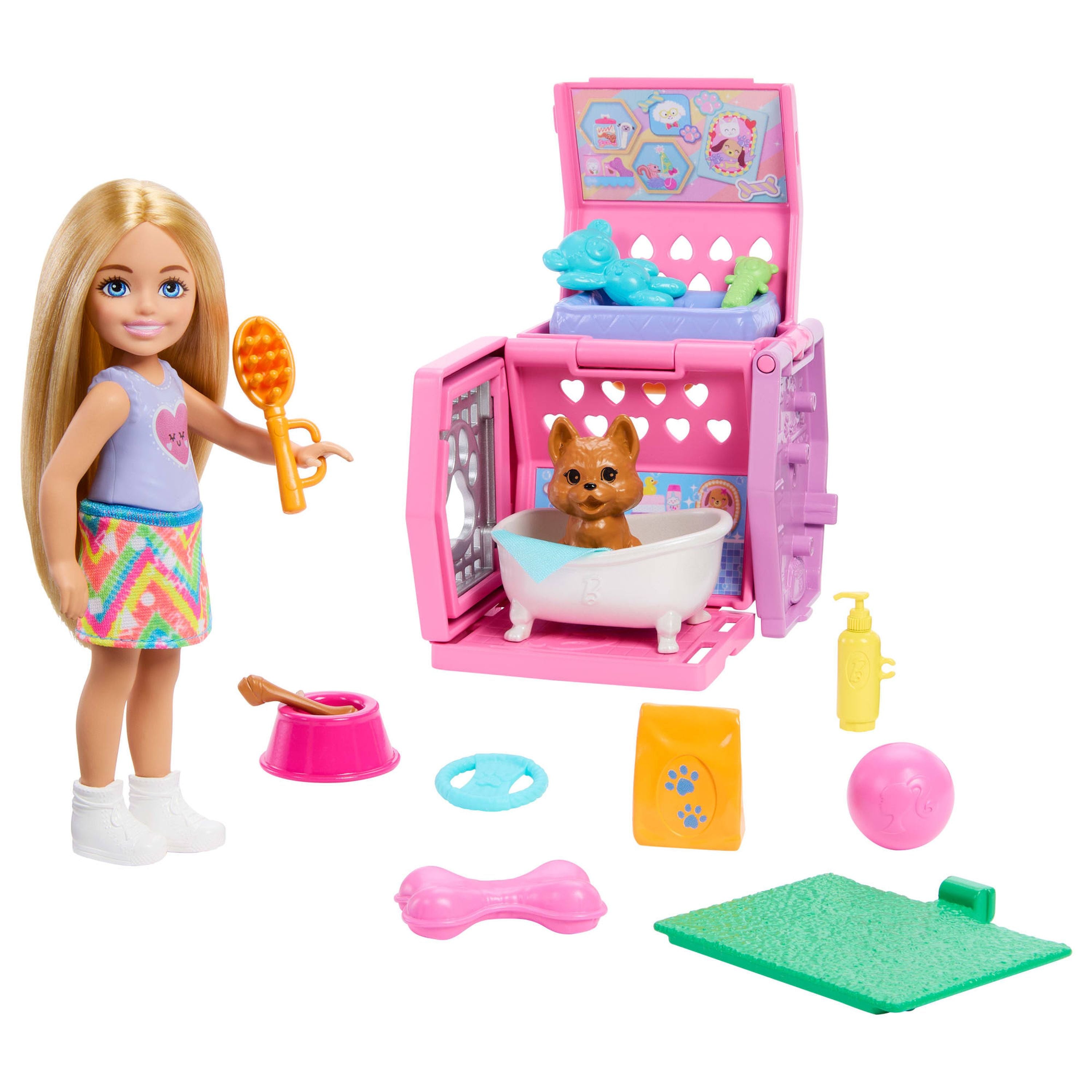 Barbie Chelsea Puppy Carrier Doll Set with Play Accessories