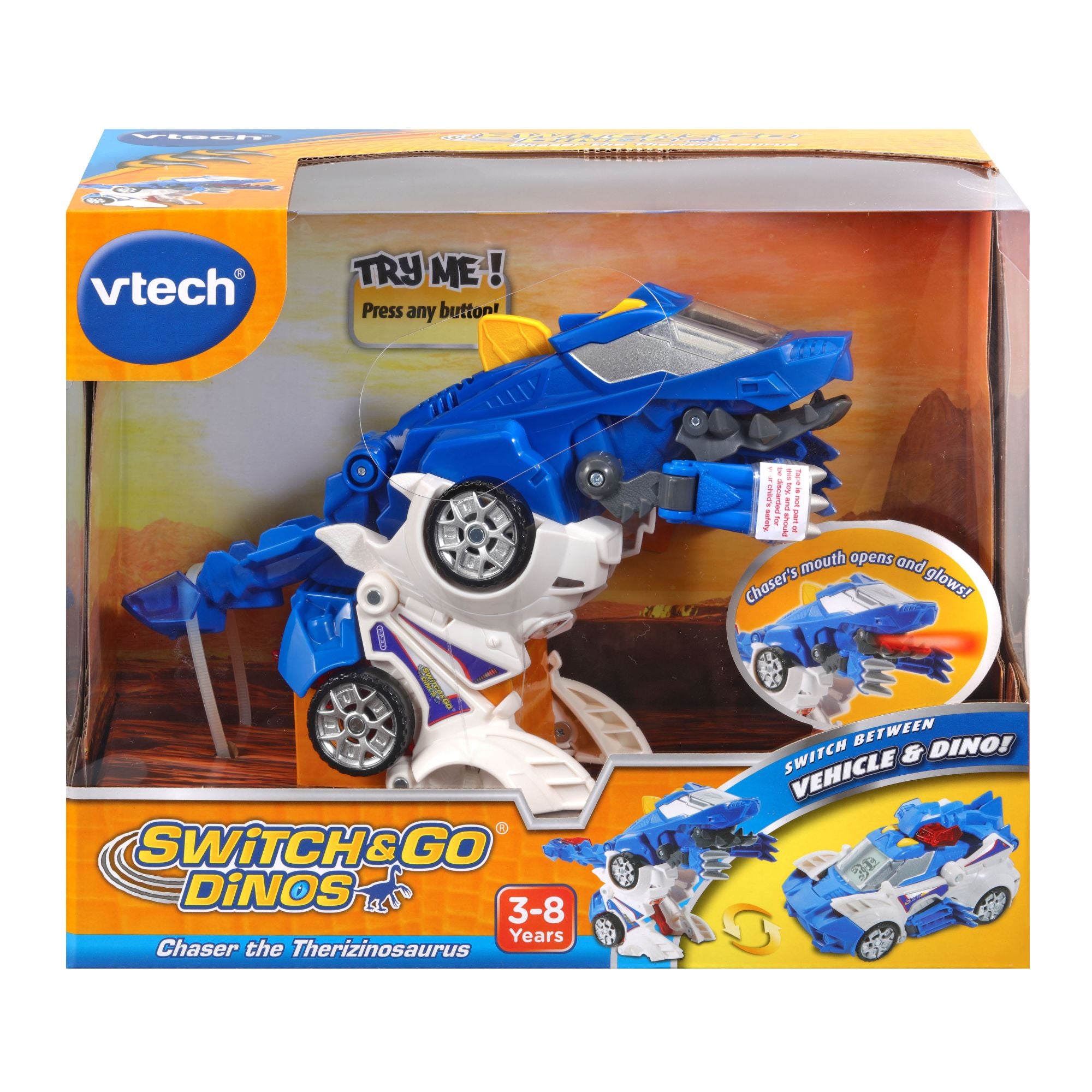 Hot Deal! VTech Interactive Switch & Go Toy - Transform Therizinosaurus Dino to Police Car