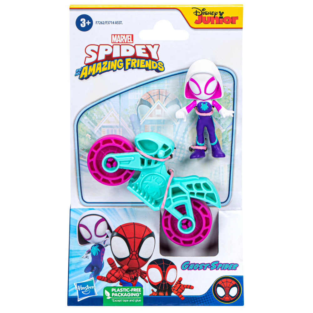 Hot Deal! Marvel Spidey And His Amazing Friends Spidey Figure with Motorcycle Toy Set