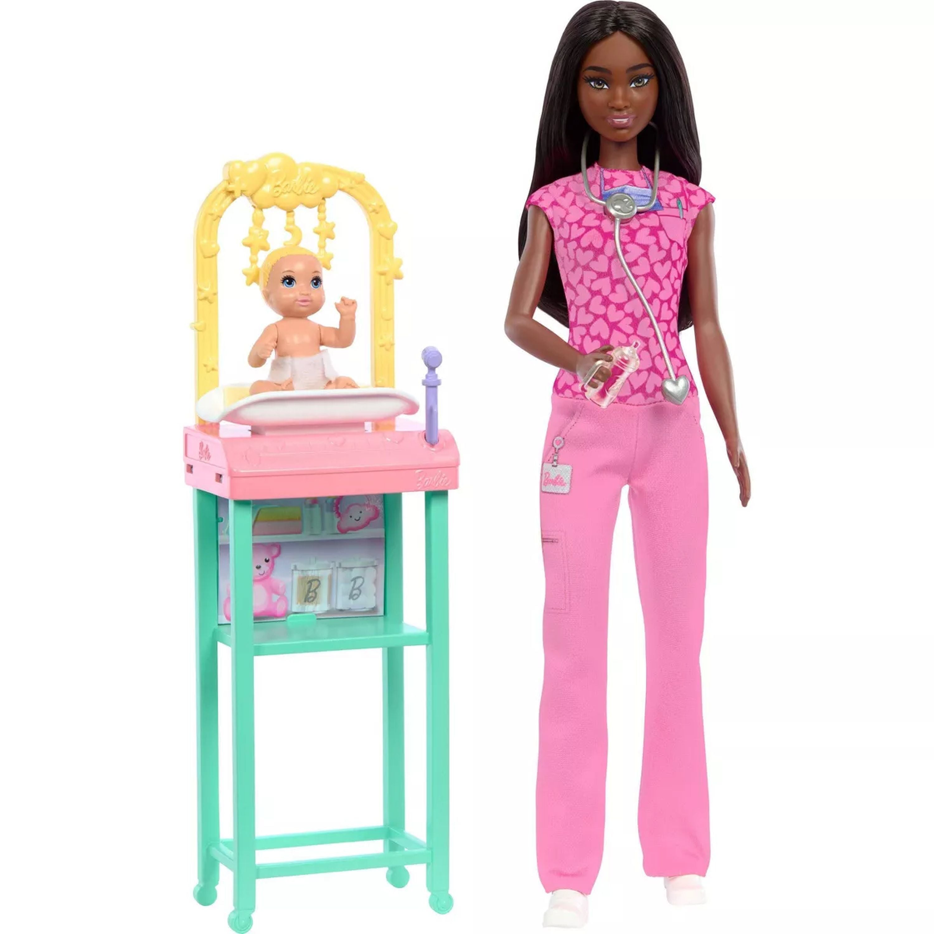 Barbie Baby Doctor Brunette Doll Playset - Explore Various Career Roles