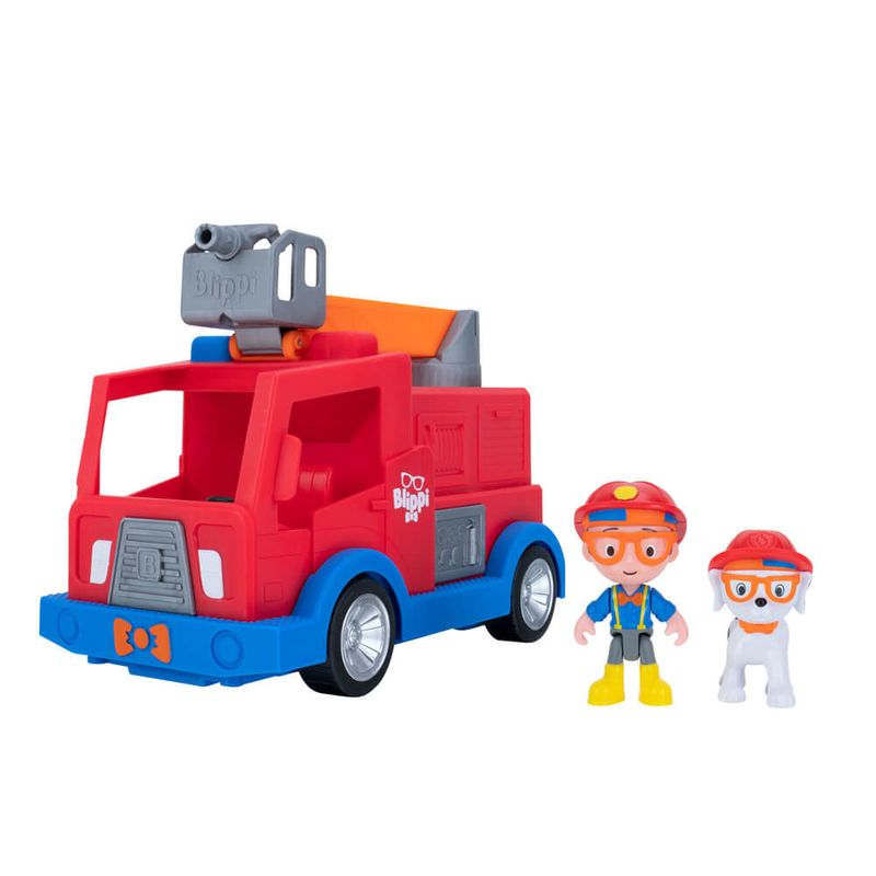Hot Deal! Blippi Themed Feature Fire Truck Toy with 3 Firefighter Figures and Fire Dog