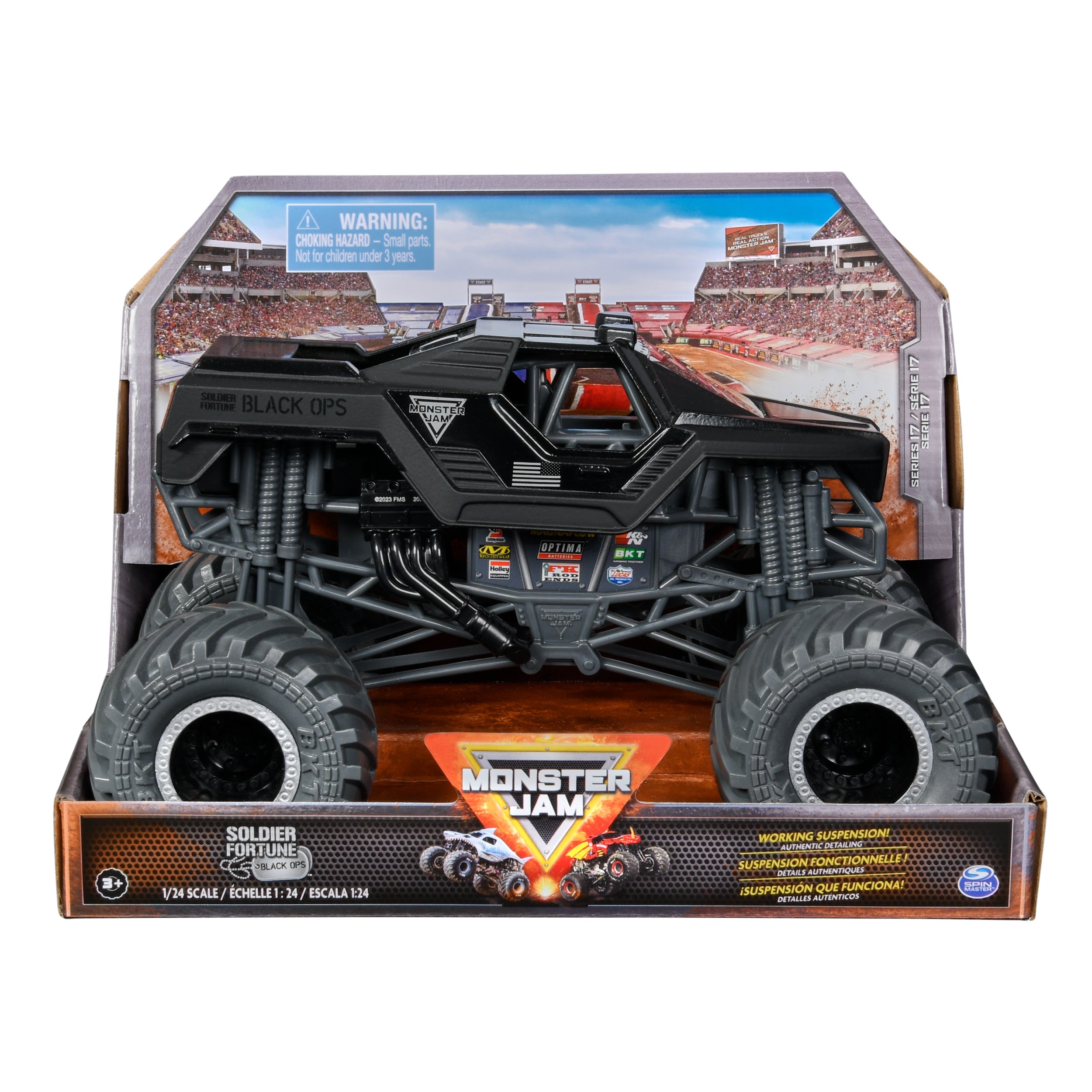 Hot Deal! Monster Jam 1:24 Scale Series 17 Solid Fortune Black Ops Die - Cast Monster Truck