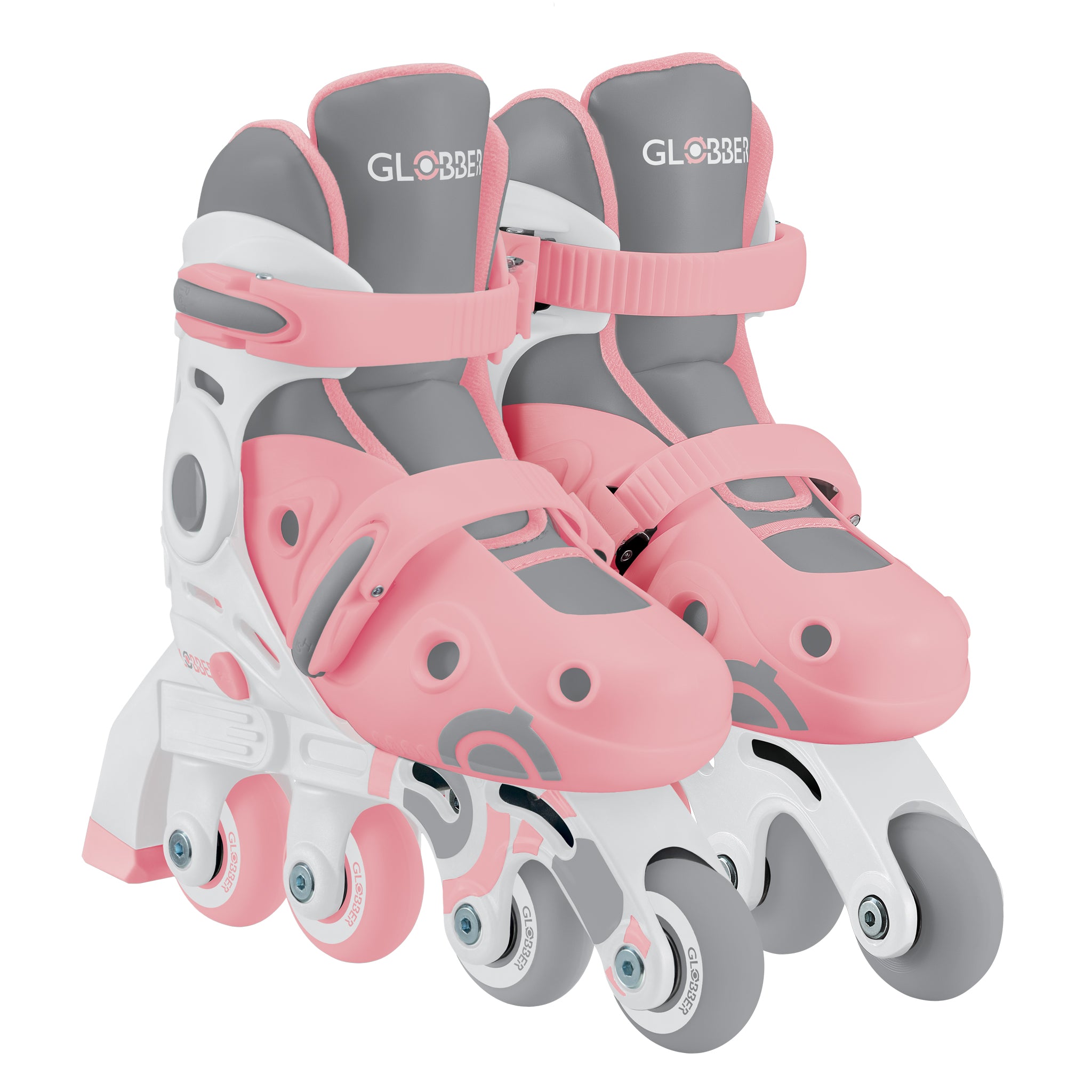 Globber 2-in-1 Pastel Pink Learning Inline Skates for Kids Size S/M