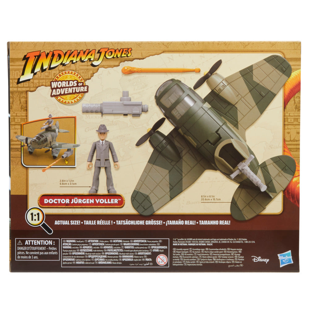 Indiana Jones Worlds of Adventure: Doctor Jurgen Voller with Plane Action Figure & Vehicle Set - Great Gift for 4+