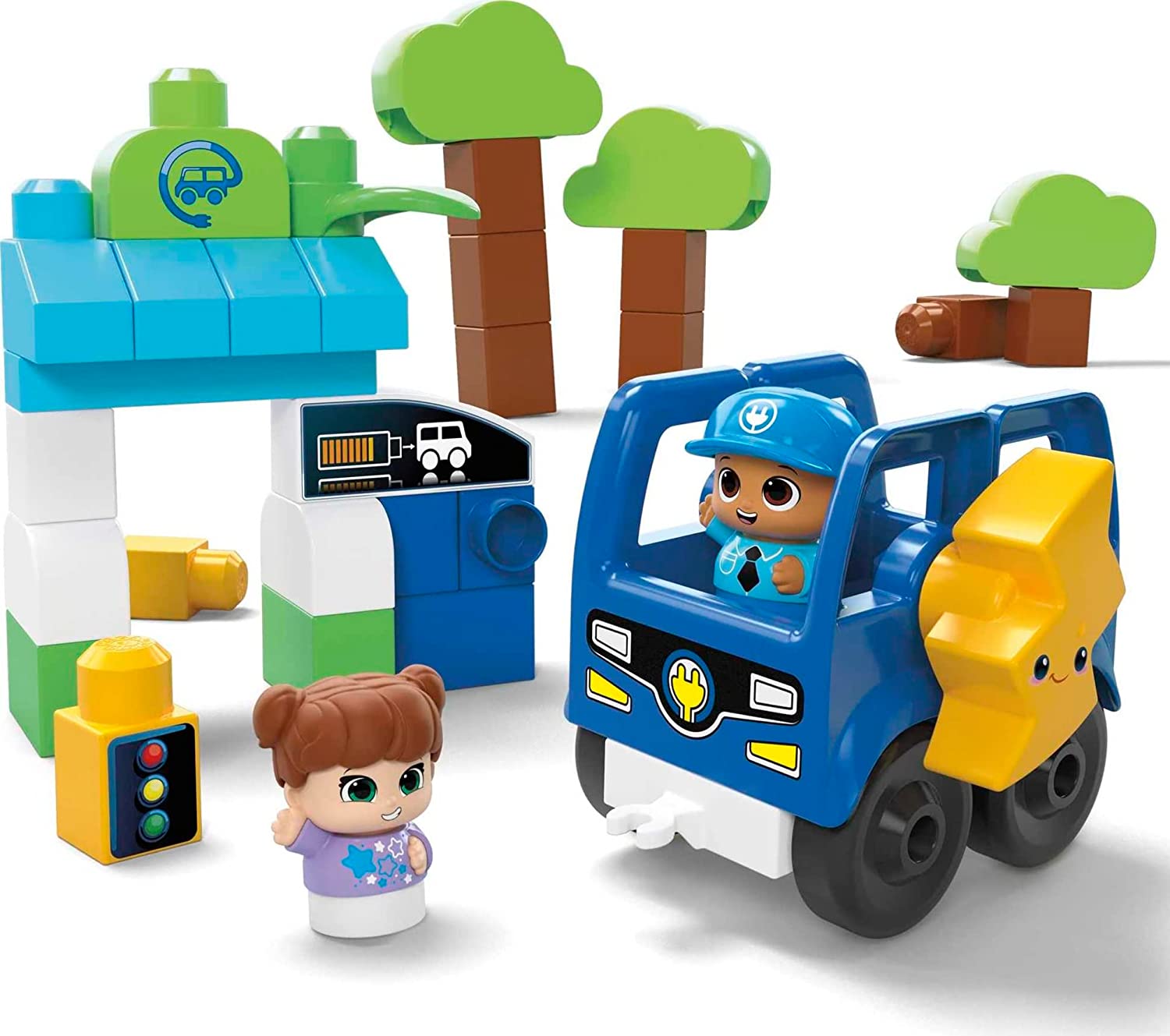 MEGA Bloks Green Town Electric Charge-and-Go Bus Set for Toddlers