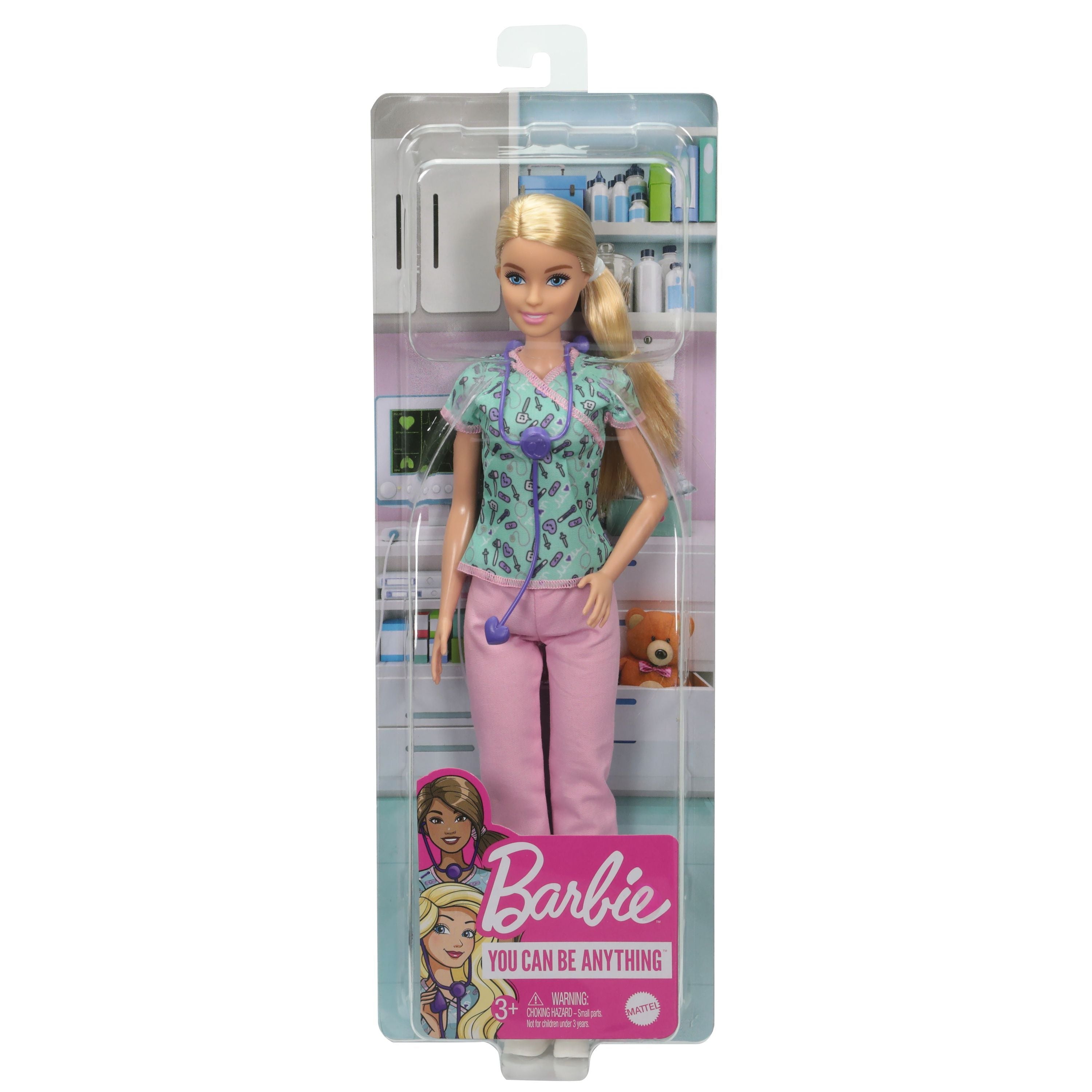 Hot! Barbie Blonde Nurse Doll in Pink Trousers