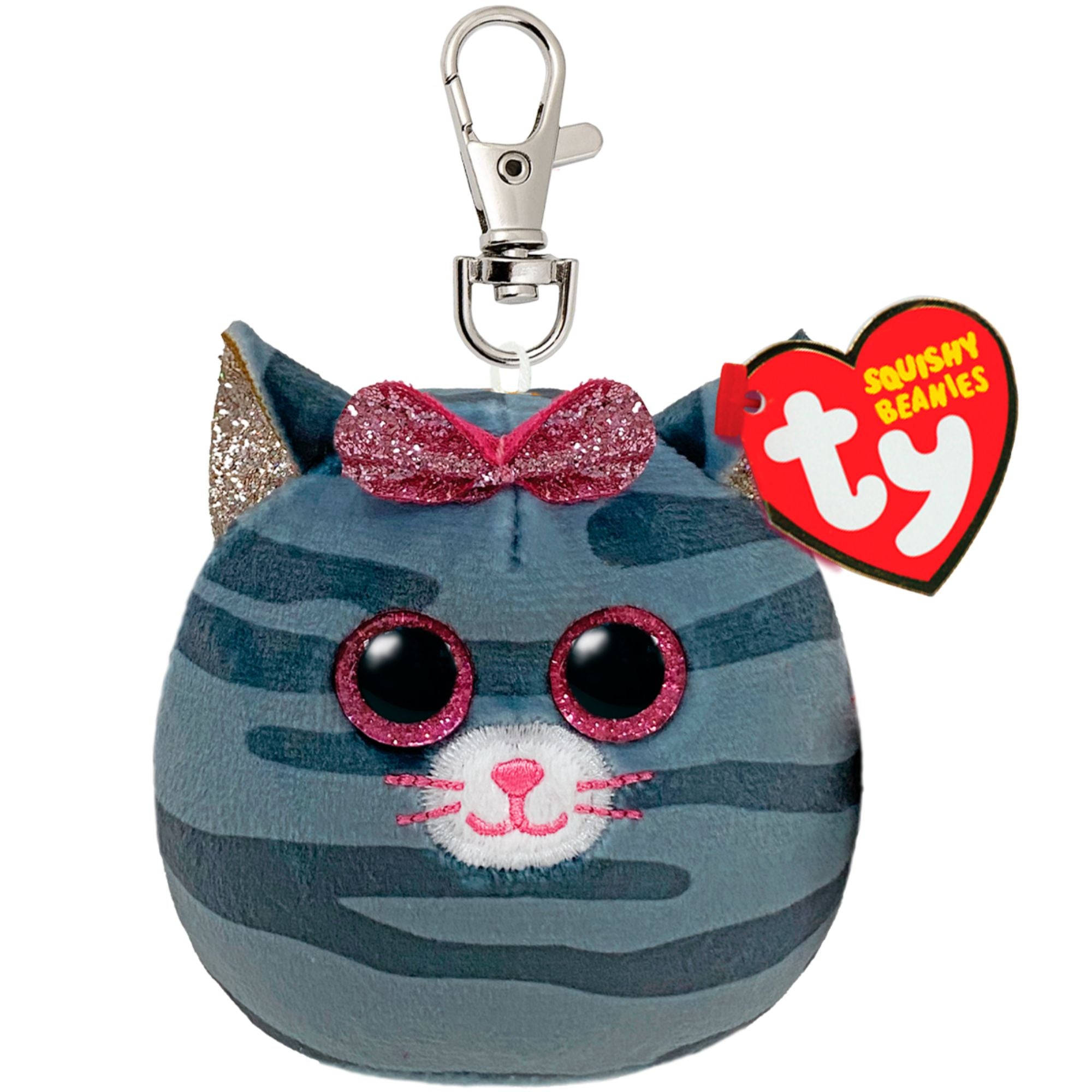 Ty Squishy Clip - Kiki the Grey Striped Cat, Perfect Gift