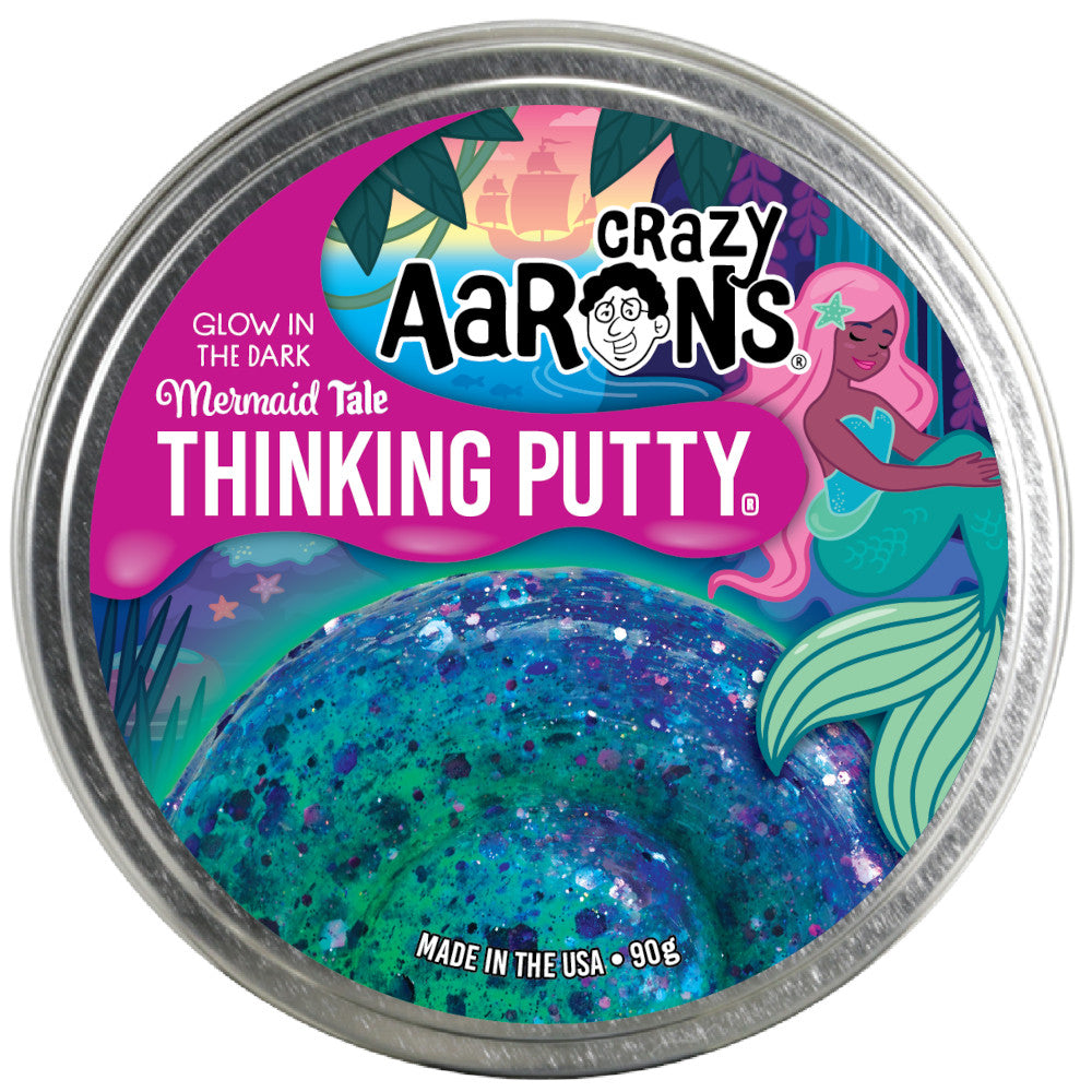 Get Crazy Aaron's 4-Inch Glowbrights Mermaid Tale Thinking Putty - Ideal for Imaginative Play!