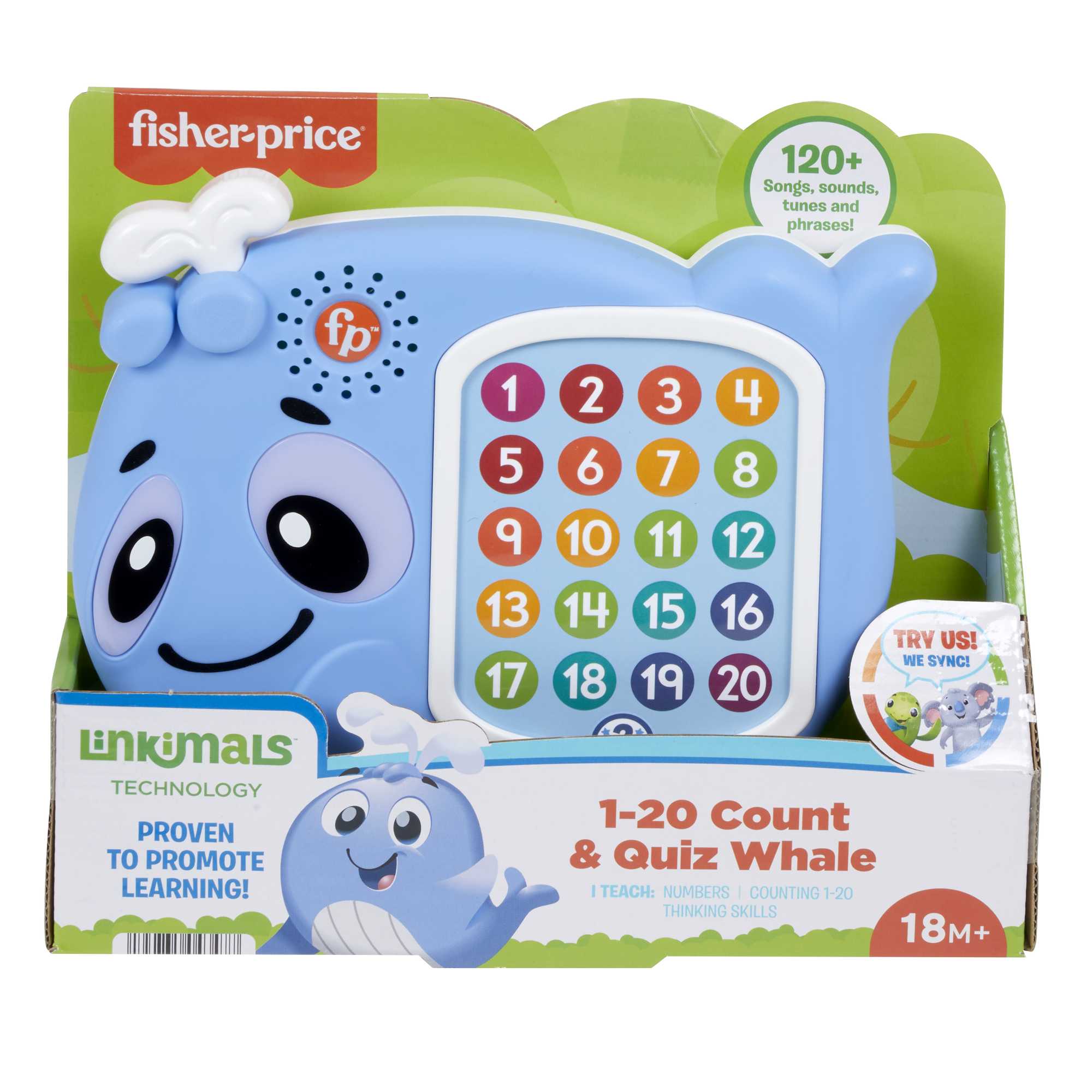 Fisher-Price Linkimals Educational 1-20 Count & Quiz Whale Toy - Great for Toddlers