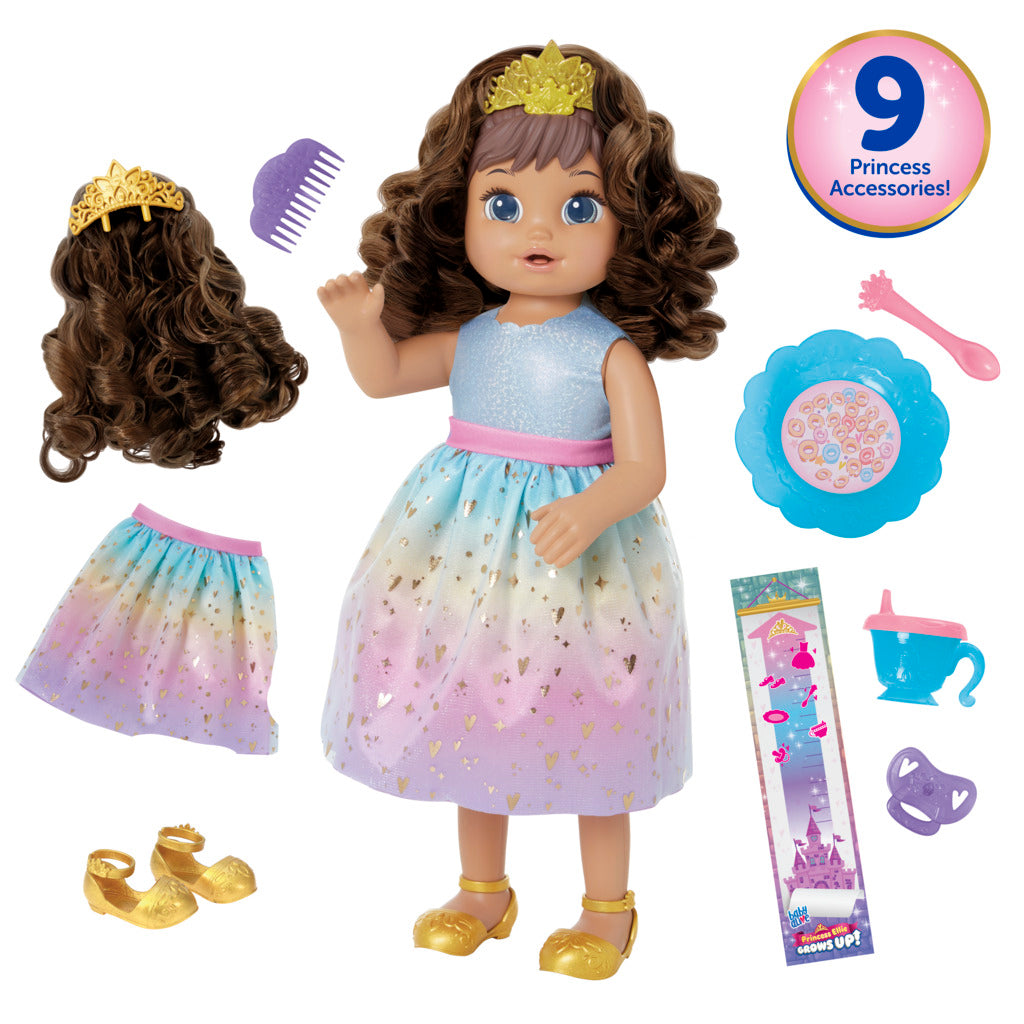 Baby Alive Princess Ellie Grows Up Doll - Brown Hair, Ideal Gift for 3+ Year Olds