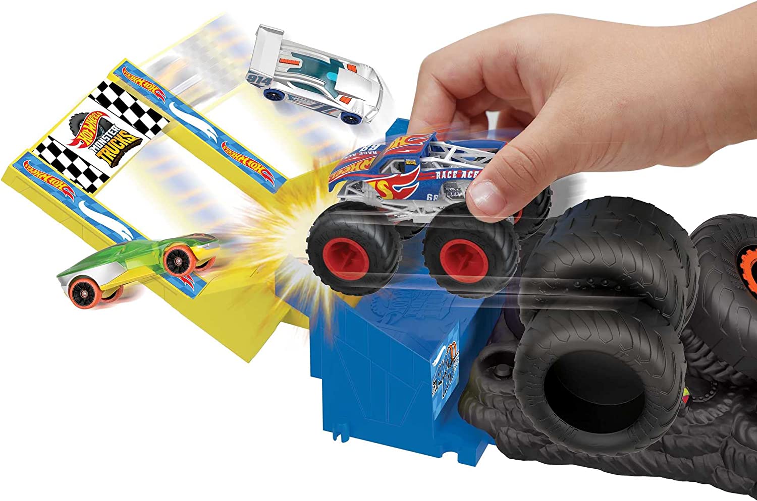 Hot Wheels Monster Trucks Arena Smashers - Race Ace Exciting Smash Race Challenge Set