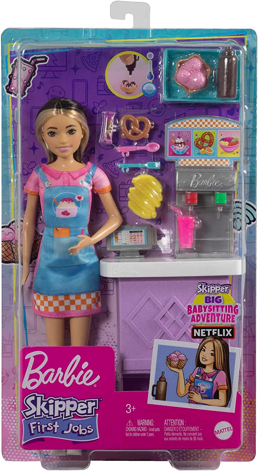 Barbie Skipper First Job Snack Bar Playset with Color - Change Sundae & Accessories