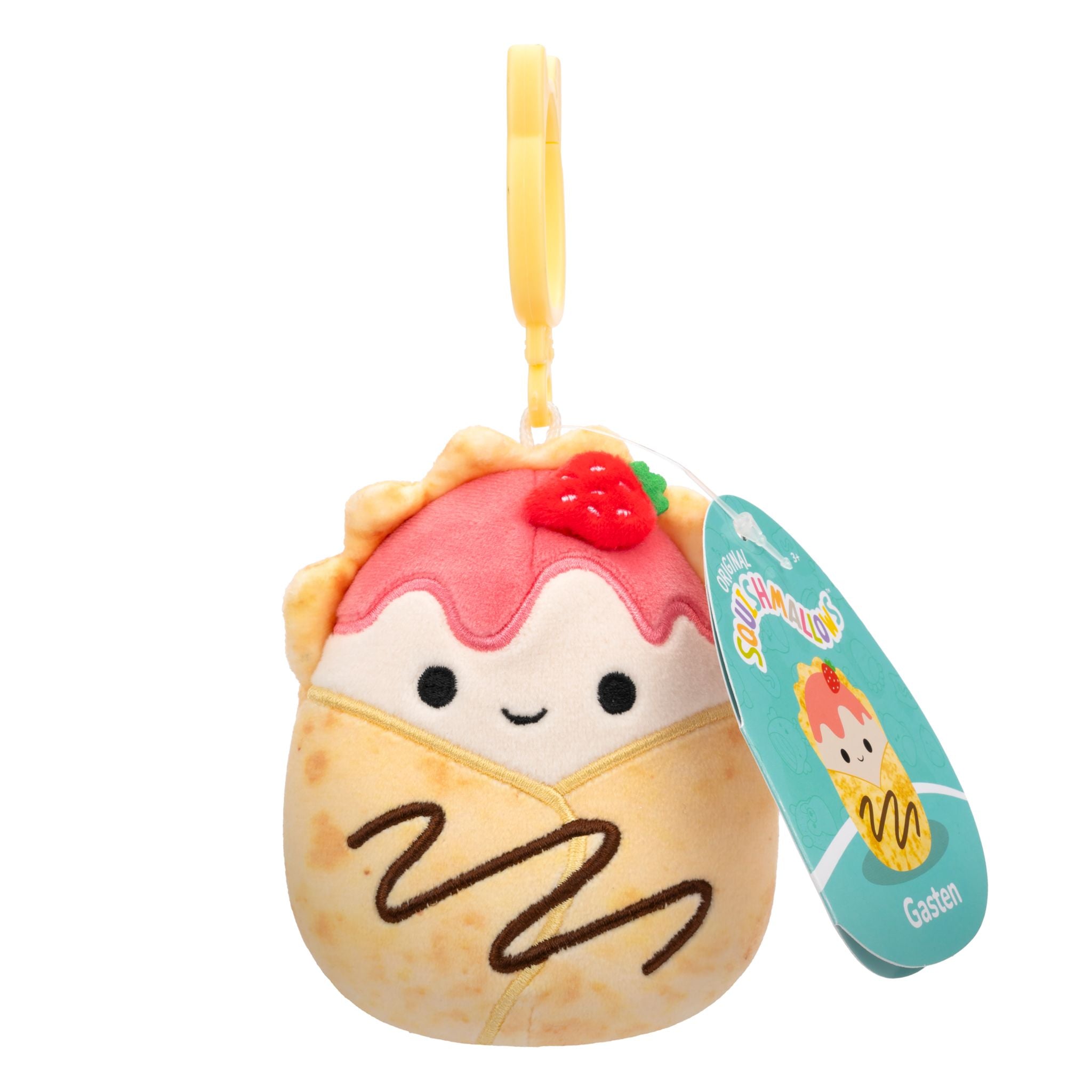3.5-Inch Squishmallows S20 Clip-On Plush - Gasten Strawberry Crepe Design