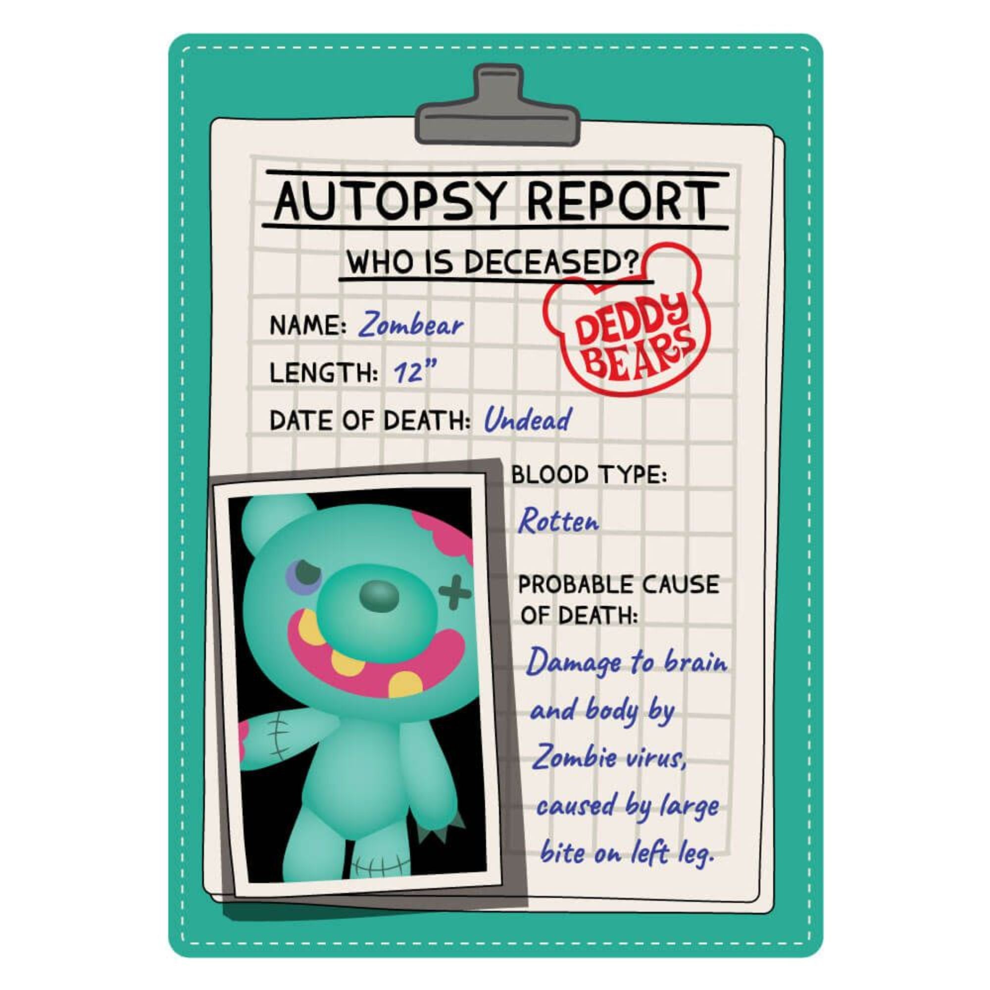 Hot! 30cm Zombear Deddy Bear Plush with Body Bag