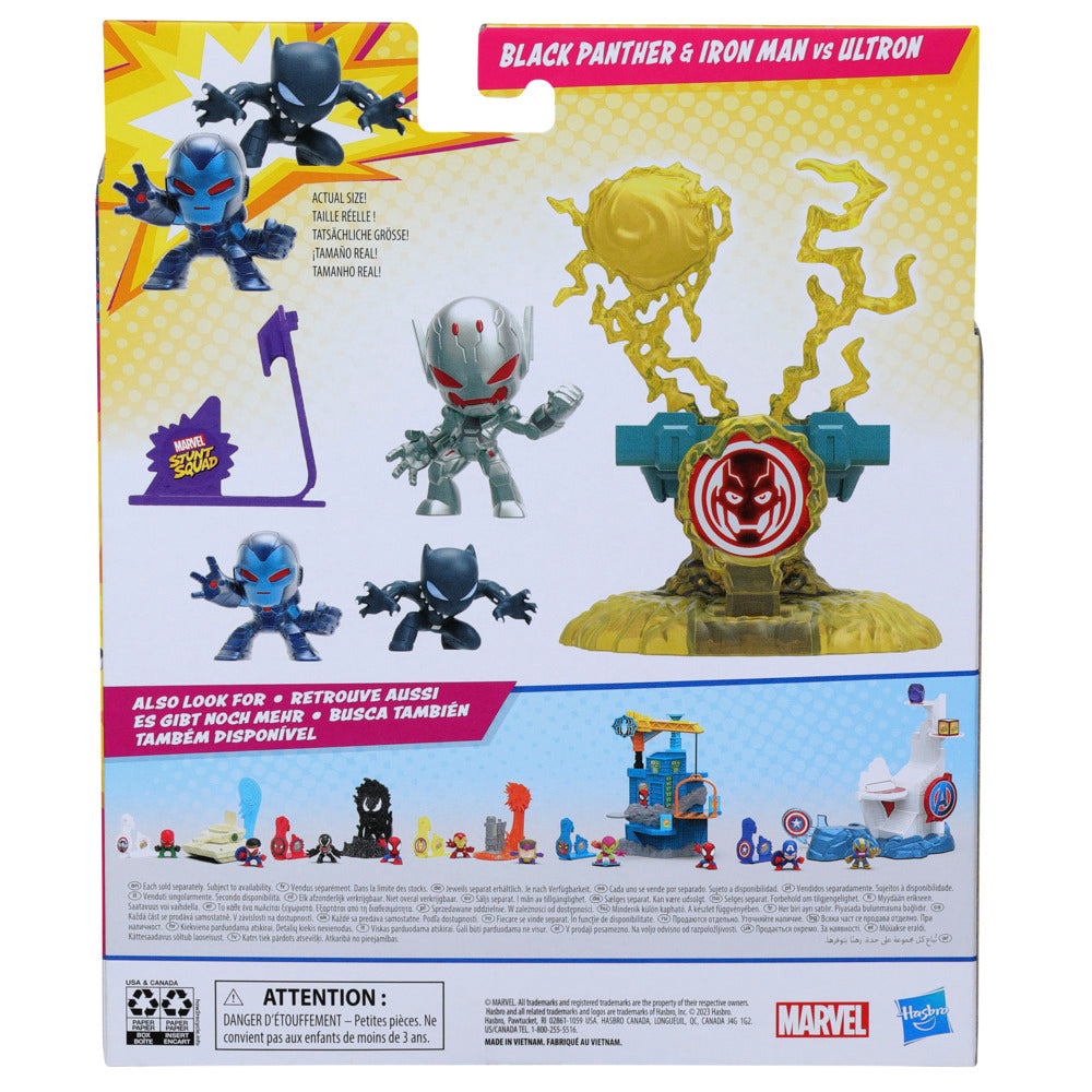 Hot Deal! Marvel Stunt Squad: Black Panther & Iron Man vs Ultron Villain Knockdown Playset