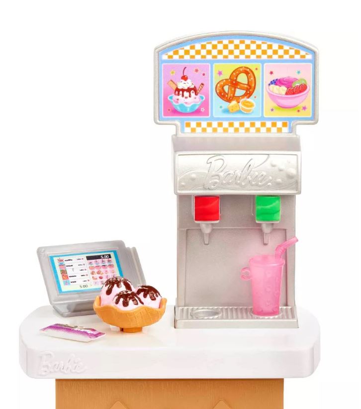 Barbie Skipper First Job Snack Bar Playset with Color - Change Sundae & Accessories