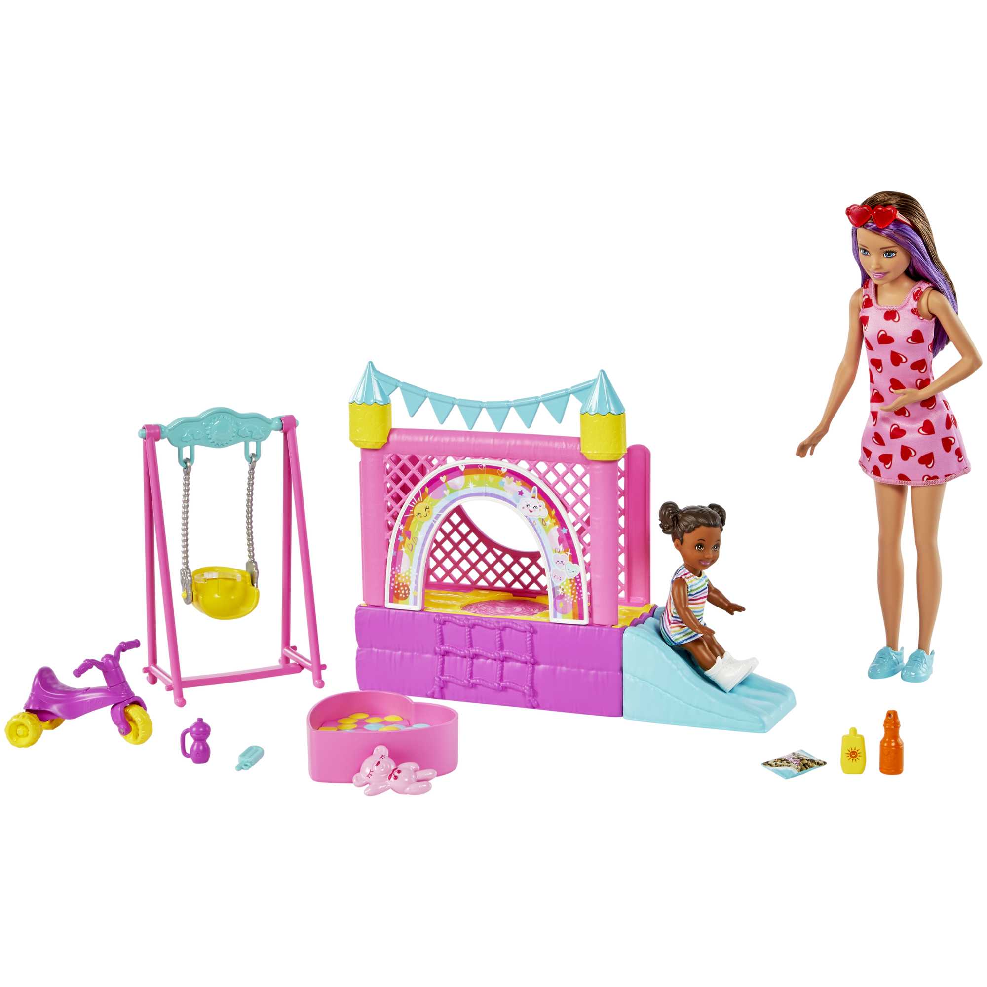 Hot! Barbie Skipper Babysitters Inc. Bounce House Playset