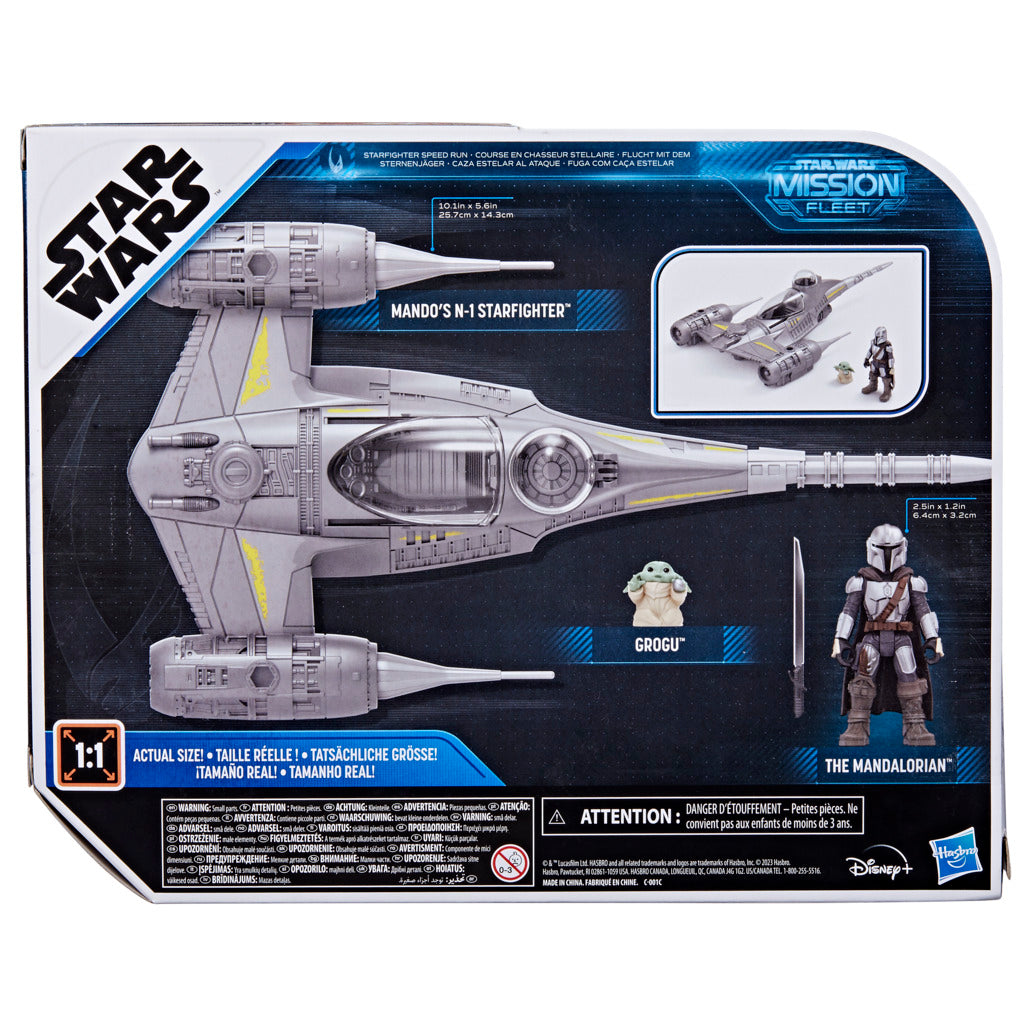 Hot Sale! Star Wars Mission Fleet Mandalorian's N - 1 Starfighter Speed Run Action Figure Set