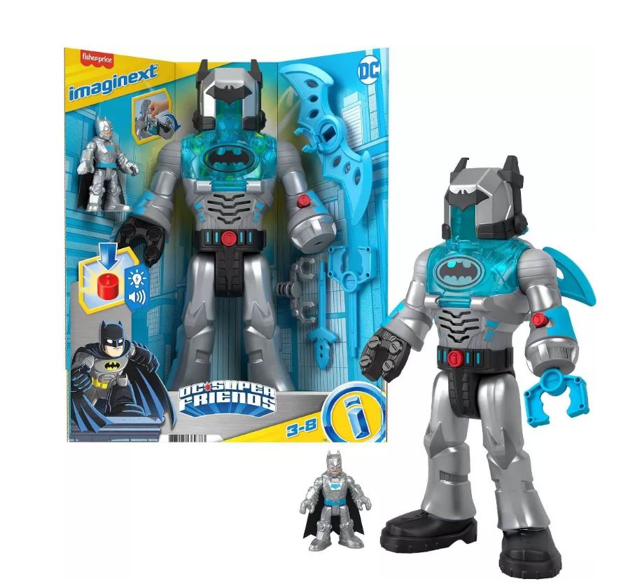 Fisher-Price Imaginex DC Super Friends Grey Batman Insider Action Figure Set