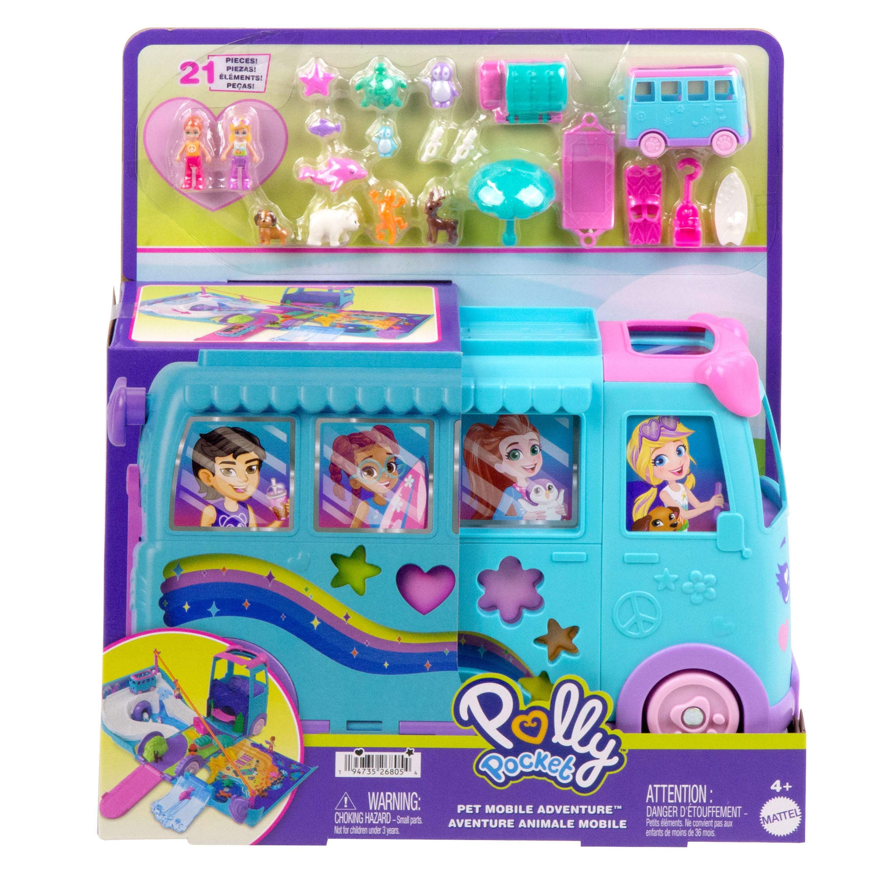 Hot Sale! Polly Pocket Pet Mobile Adventure Playset for Ultimate Outdoor Fun