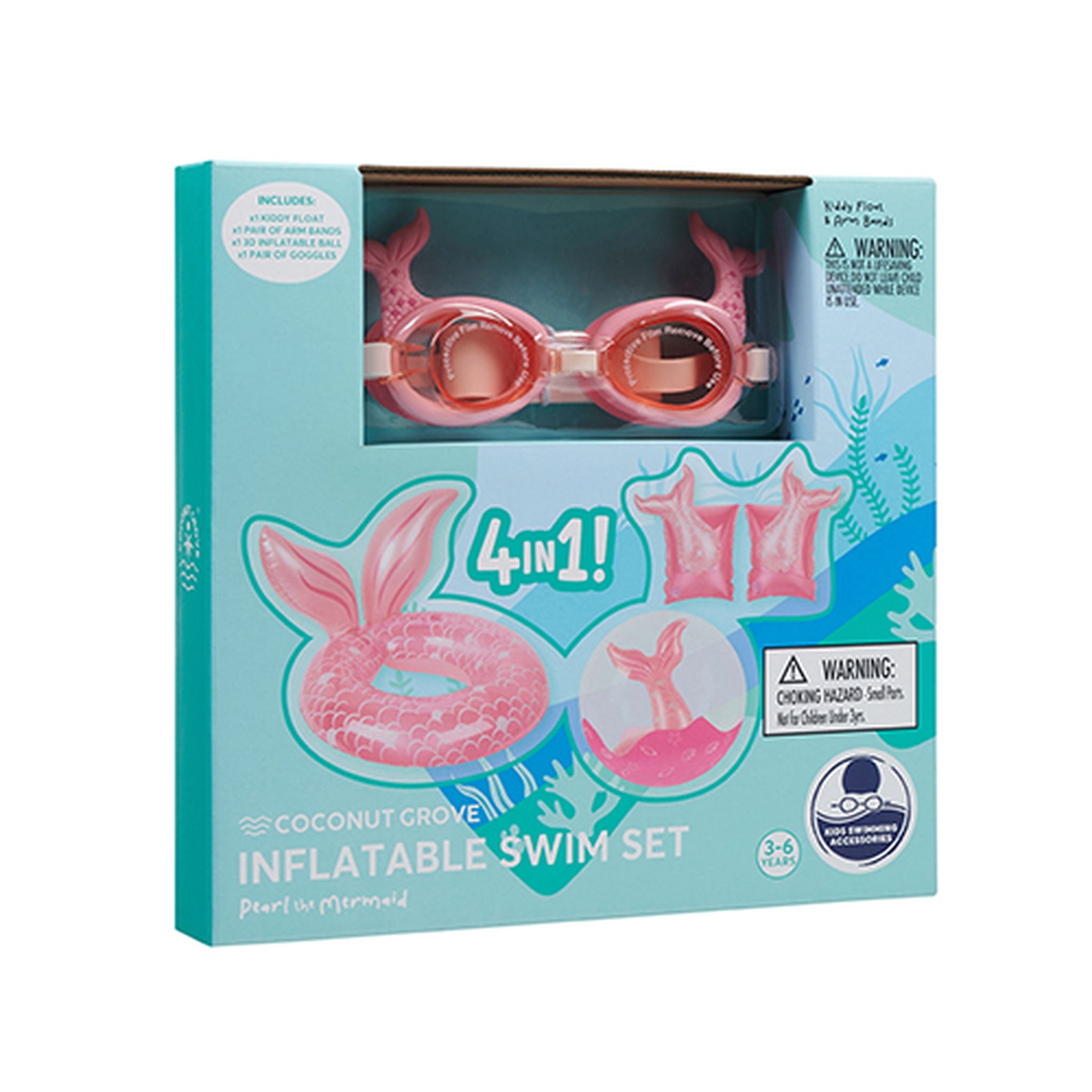 Sunnylife Coconut Grove 4 - In - 1 Kids Swim Essentials: Pearl The Mermaid Set
