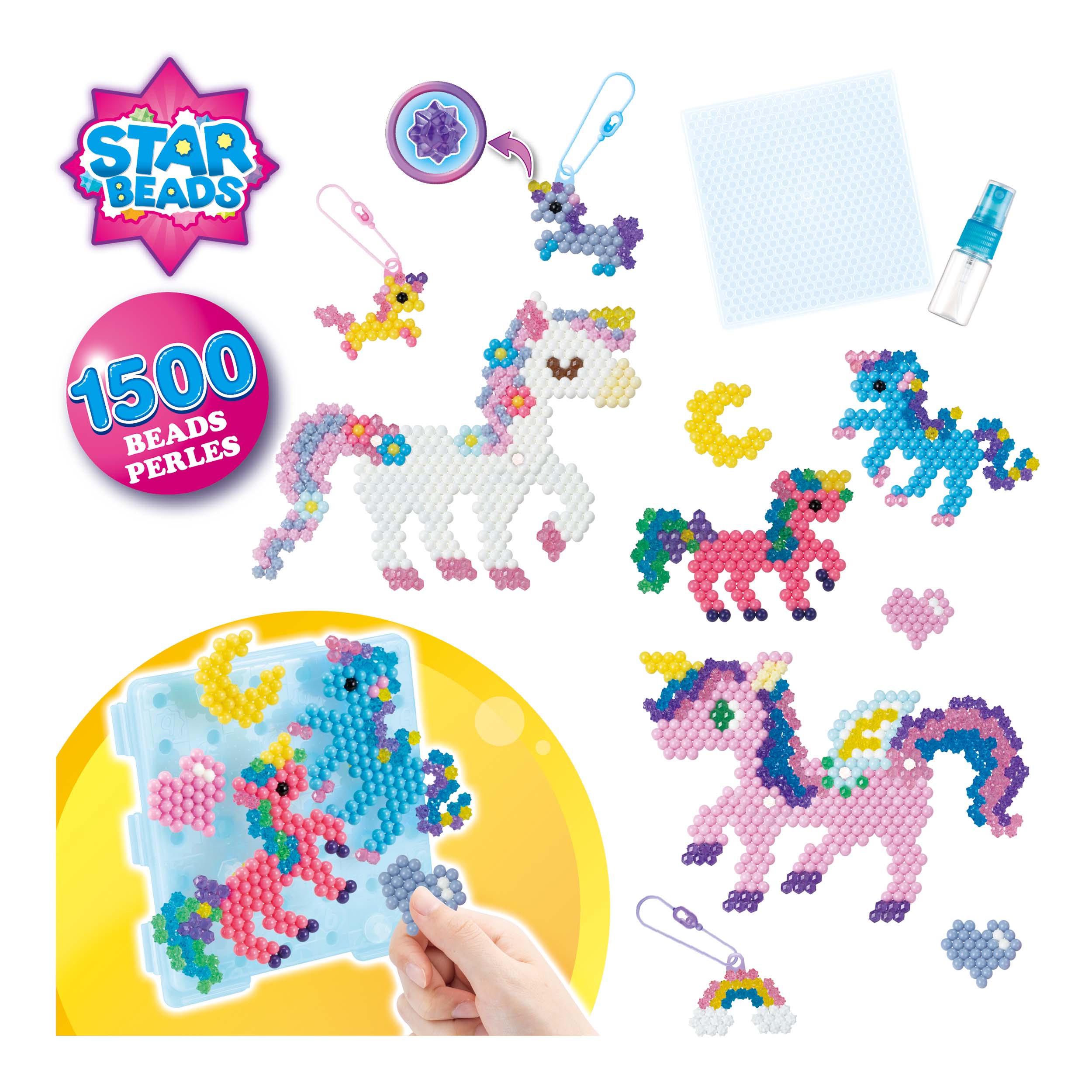 Hot Deal! Complete Aquabeads Mystic Unicorn Craft Set with 1500 Beads in 24 Colors