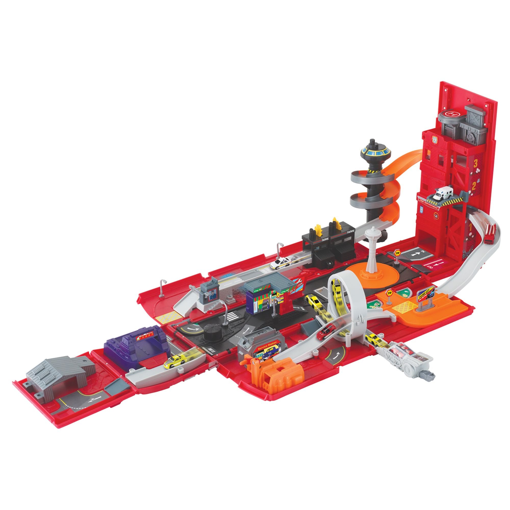 Hot Deal! Motor Max Take - Along Transforming Fire Station Playset for Kids