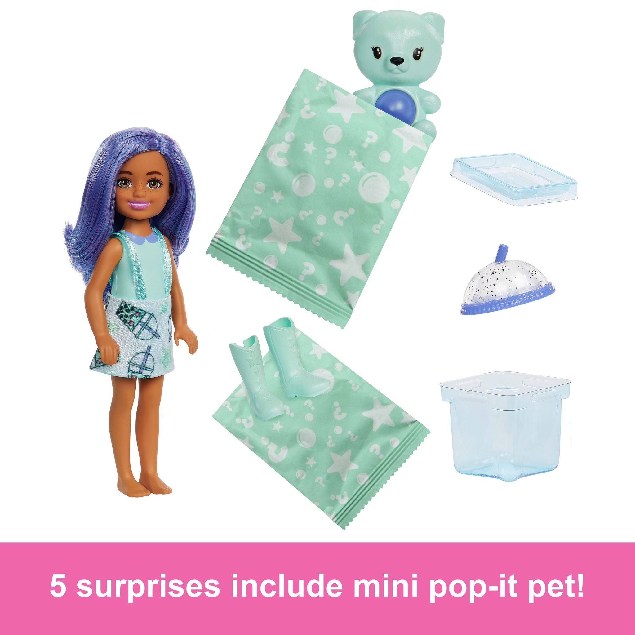 Hot Sale! Barbie Chelsea Pop Reveal Bubble Tea Series Doll Assortment with Five Surprises