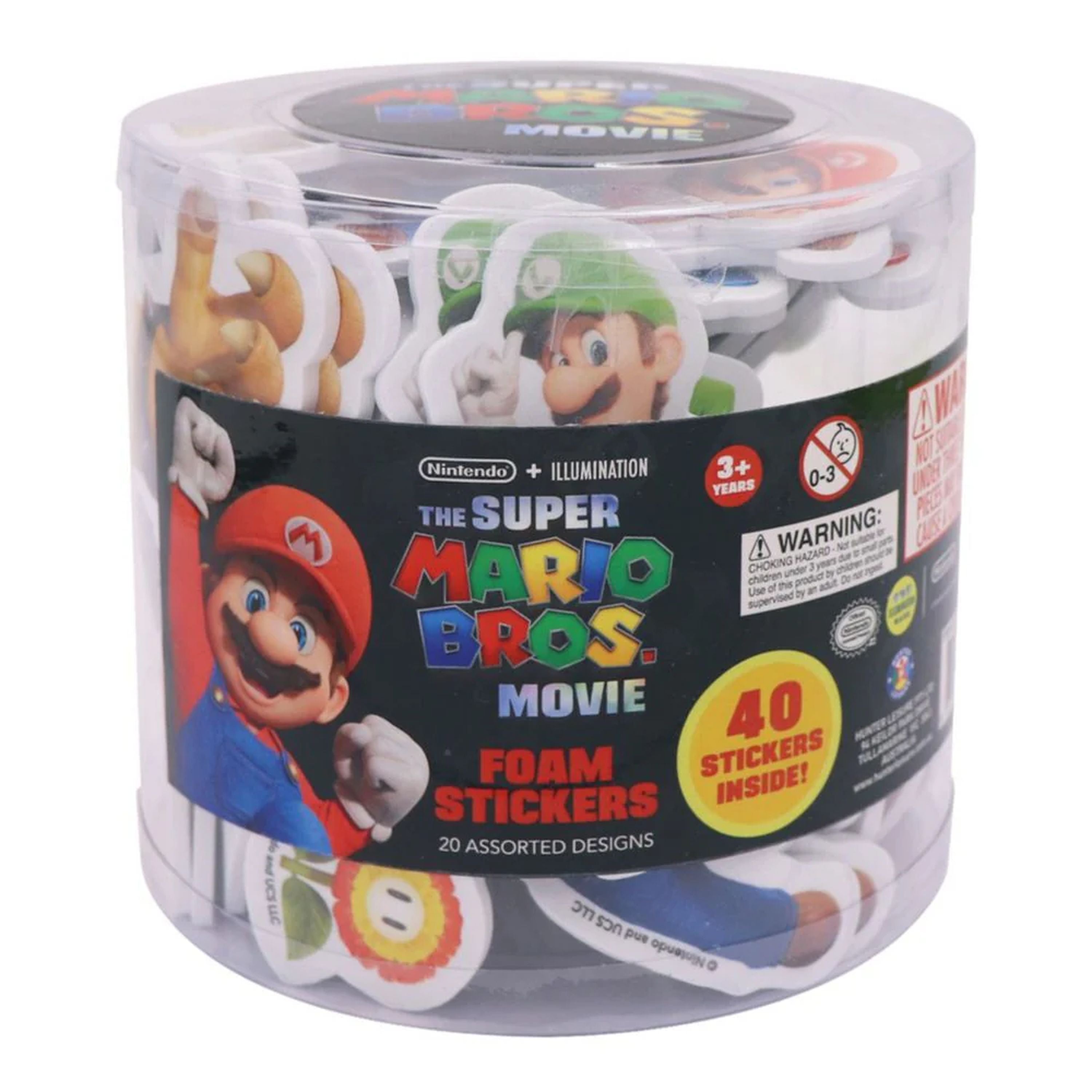 Hot Deal! 40-Pack Super Mario Bros Movie Foam Stickers with 20 Assorted Designs