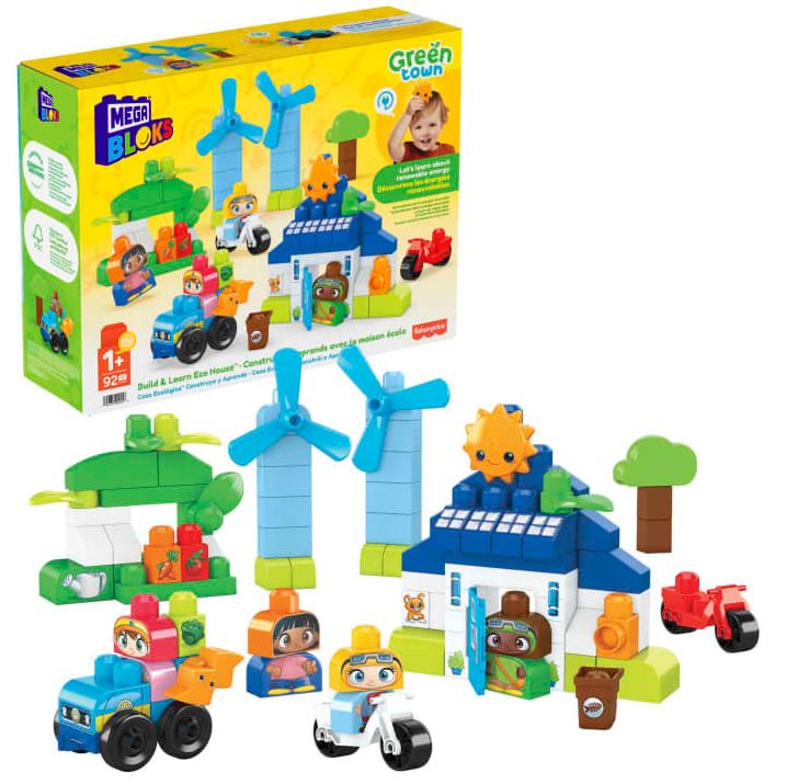 Hot Deal! MEGA Bloks Green Town Building Toy - Build And Learn Eco House for Toddlers