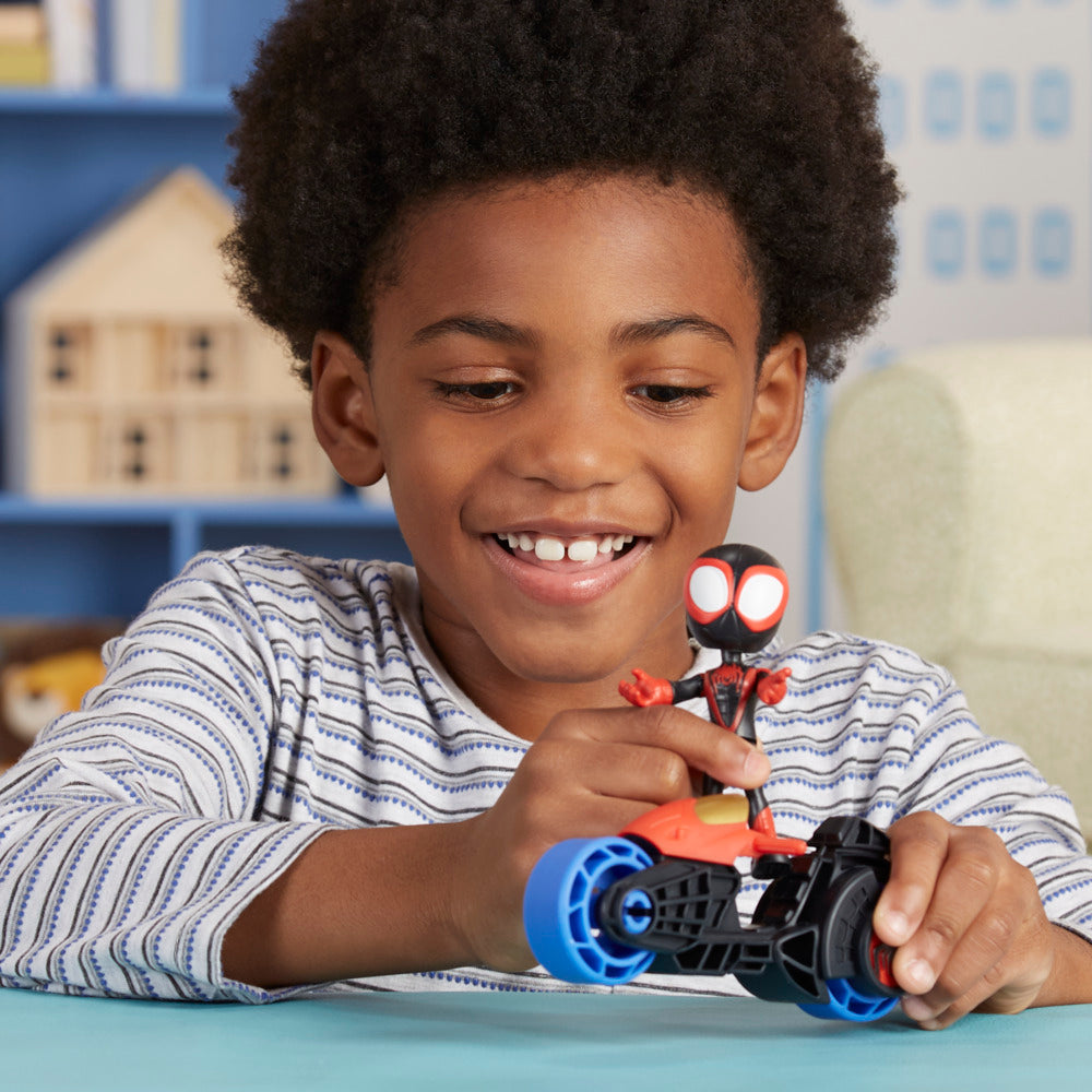 Marvel Spidey And His Amazing Friends Miles Morales' Spider - Man Cool Motorcycle Toy Set