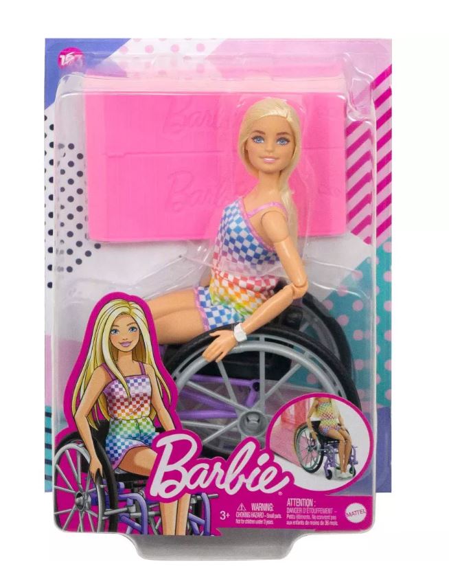Barbie Fashionistas Blonde Doll with Manual Purple Wheelchair and Pink Ramp