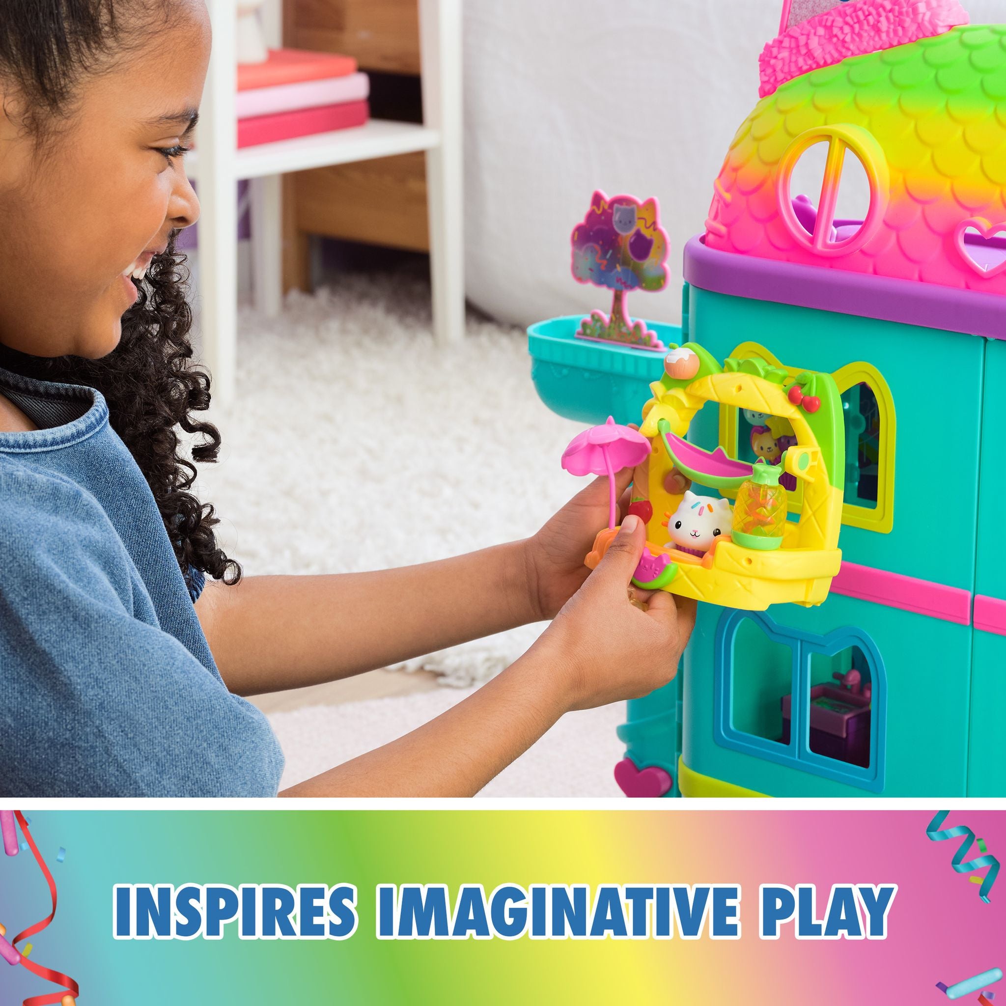 Gabby's Dollhouse: Cakey's Fruit Smoothie Party Balcony Set - A Magical Toy for Kids!