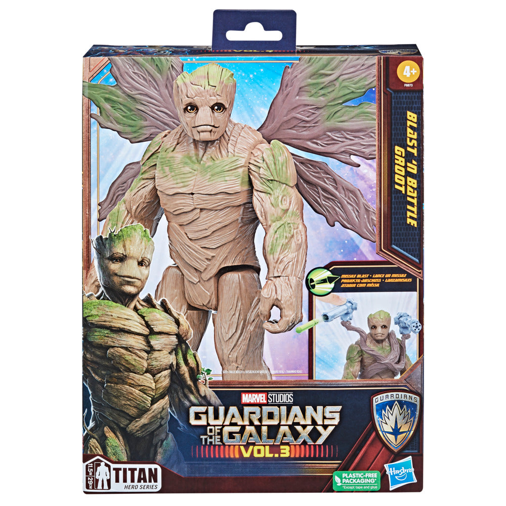 Hot Deal! Marvel Guardians of the Galaxy Vol. 3 Titan Hero Series Blast 'N Battle Groot Action Figure