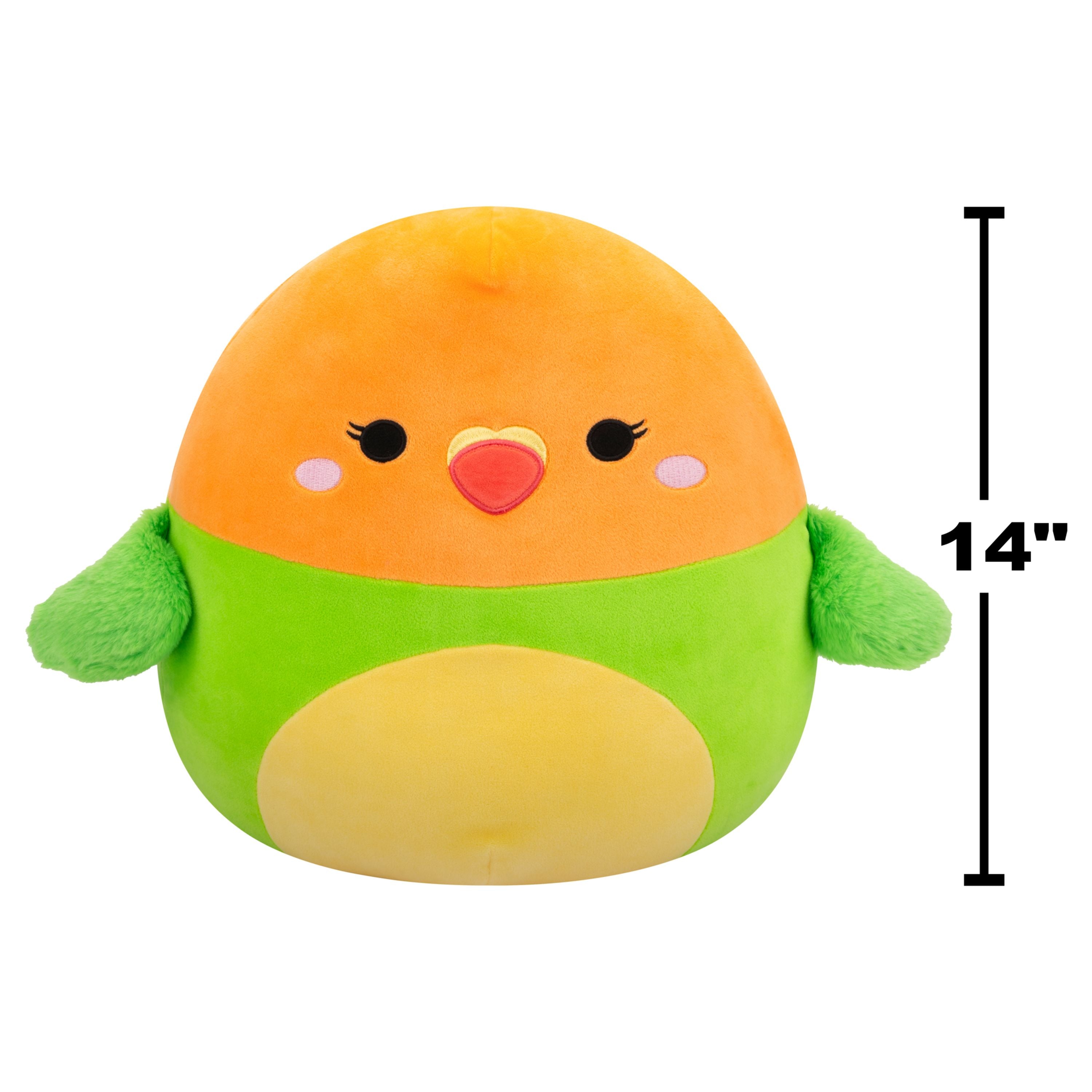 14-Inch S20 Squishmallows Plush Green and Orange Love Bird Toy