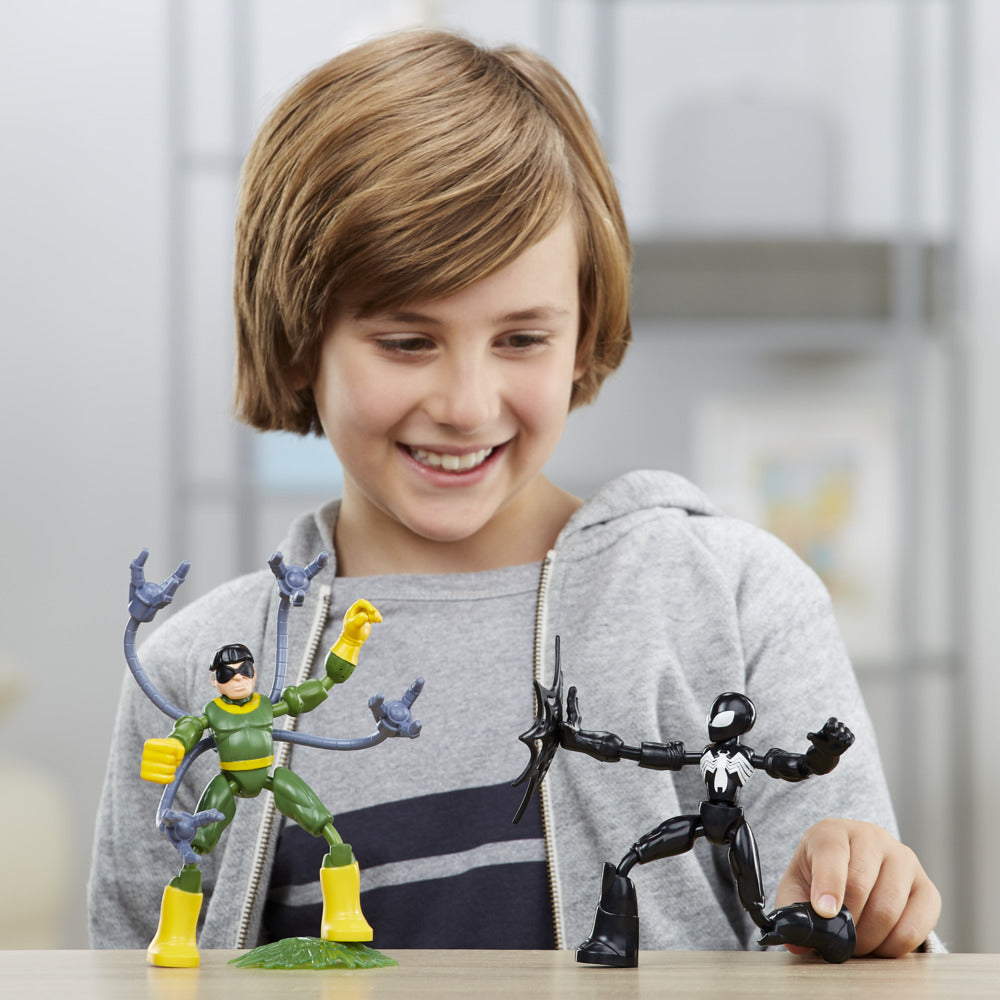 Hot! Marvel Spider - Man Bend And Flex: Black Suit Spider - Man vs Doc Ock