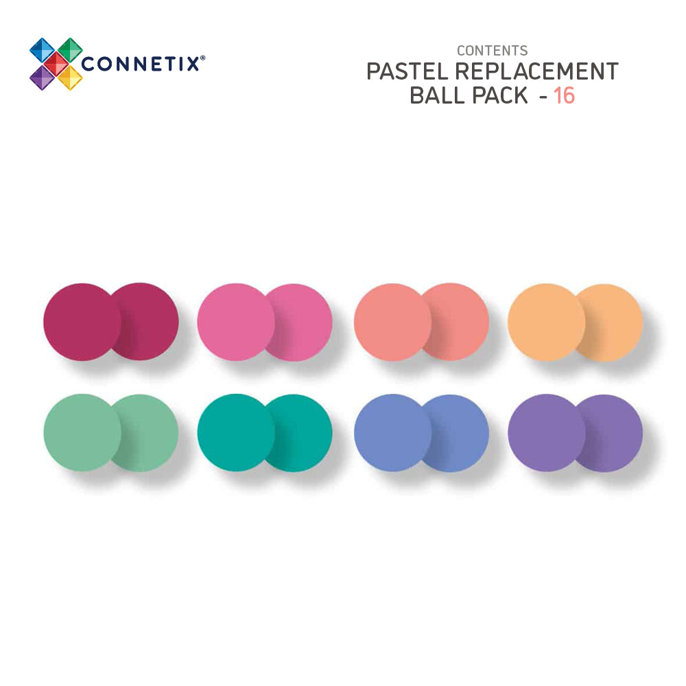 Connetix 16-Piece Pastel Colored Replacement Wooden Ball Set for Ball Runs