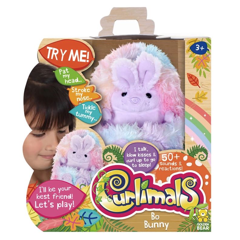 Hot! Curlimals Bo Bunny - Super Cute Interactive Plush