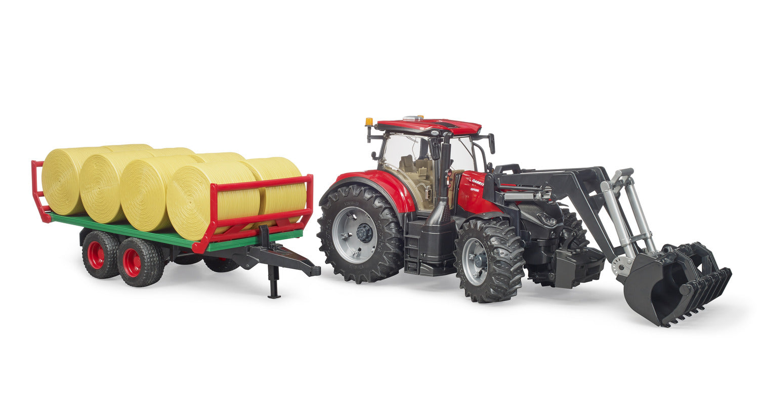 Hot! Bruder Case Tractor with Front Loader & Bale Trailer Set