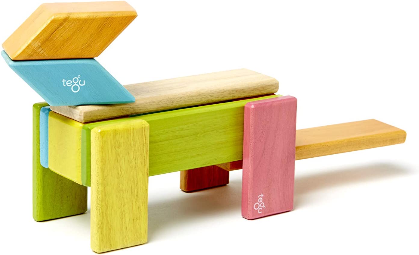 14-Piece Tegu Magnetic Wooden Blocks Set with Various Shapes