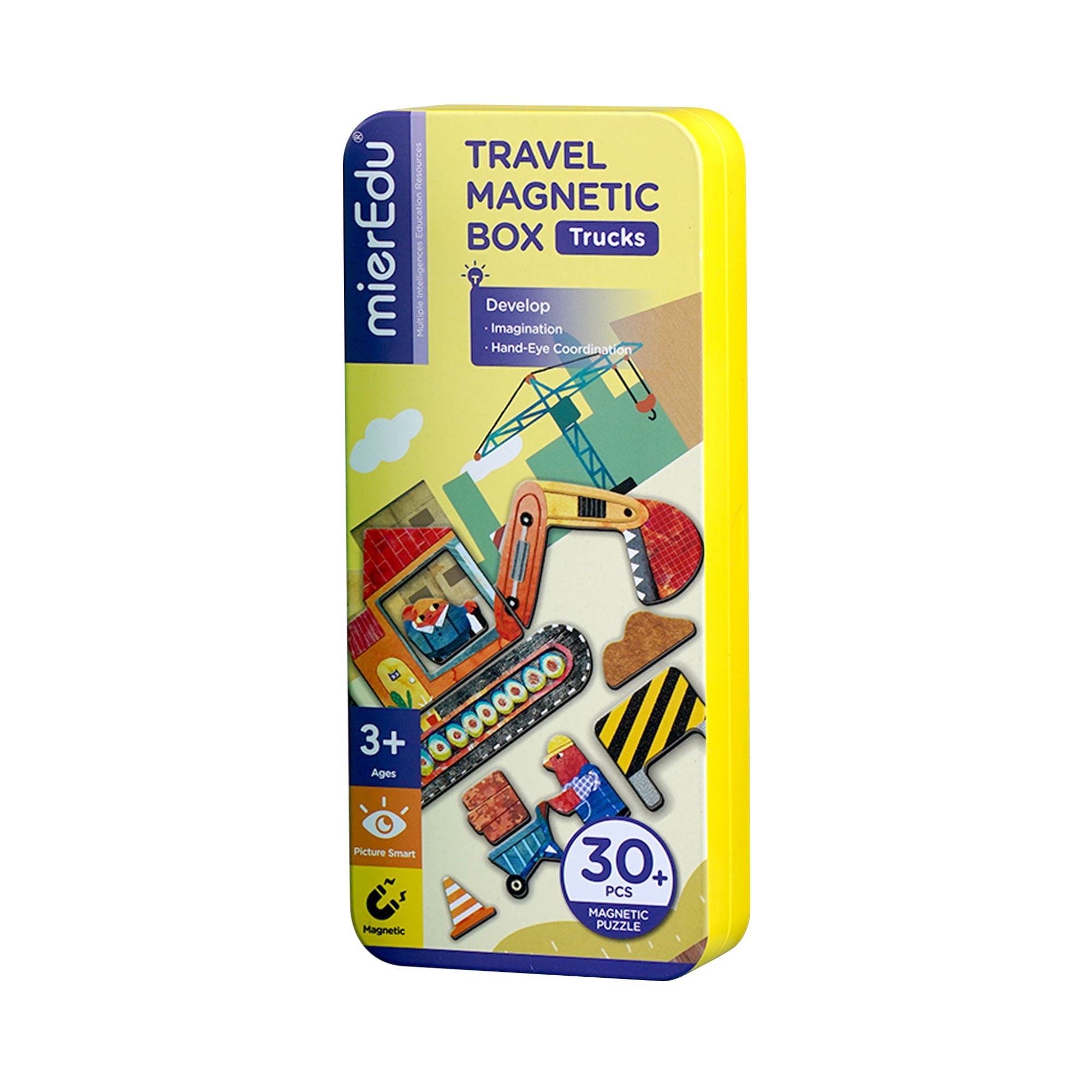 MierEdu Educational Magnetic Puzzle Box with Truck Themed Pieces