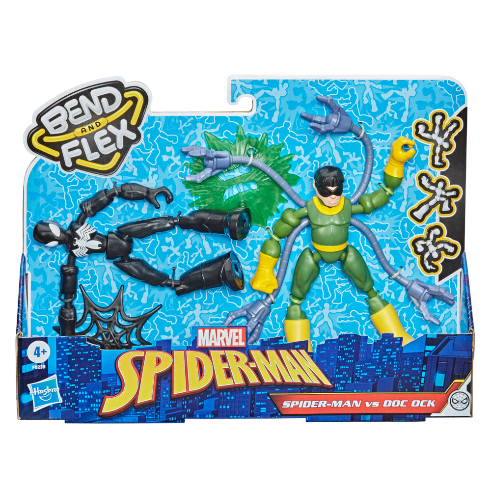 Hot! Marvel Spider - Man Bend And Flex: Black Suit Spider - Man vs Doc Ock