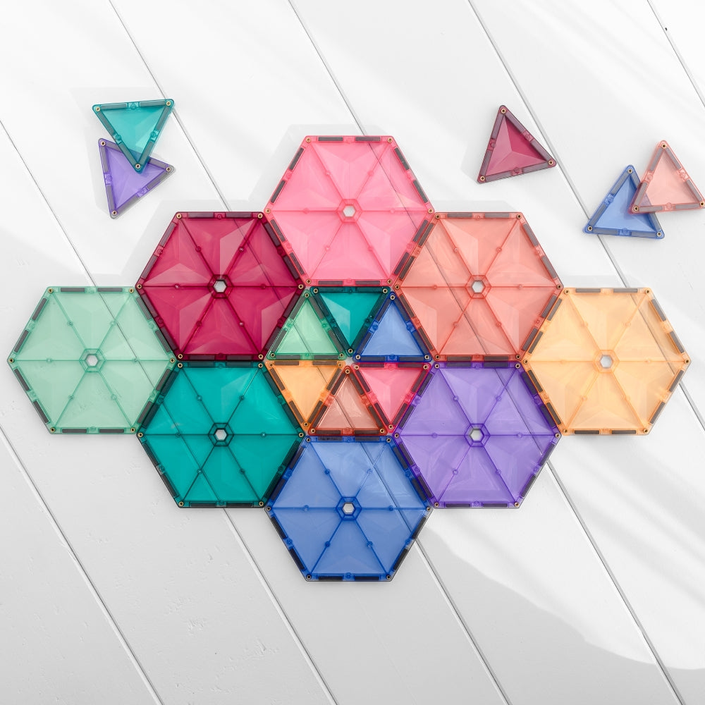 Connetix 40-Piece Pastel Geometry Magnetic Tiles Pack - Ideal for Learning & Play