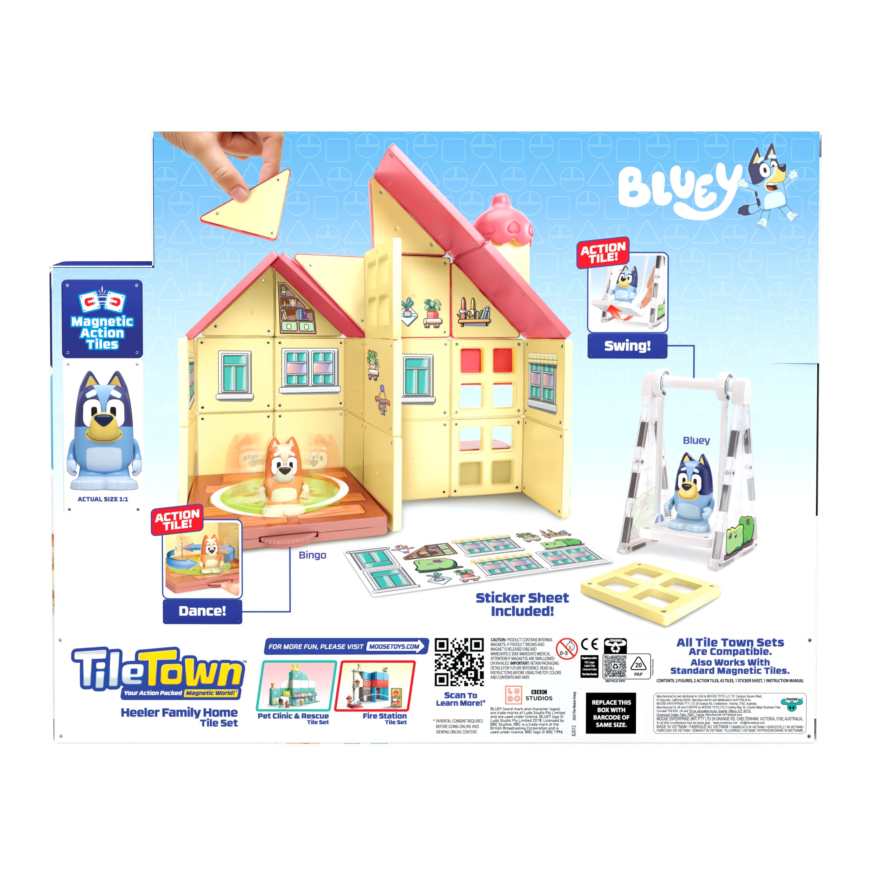 Tile Town 47-Piece Bluey Heeler Home Magnetic Tile Set for Kids