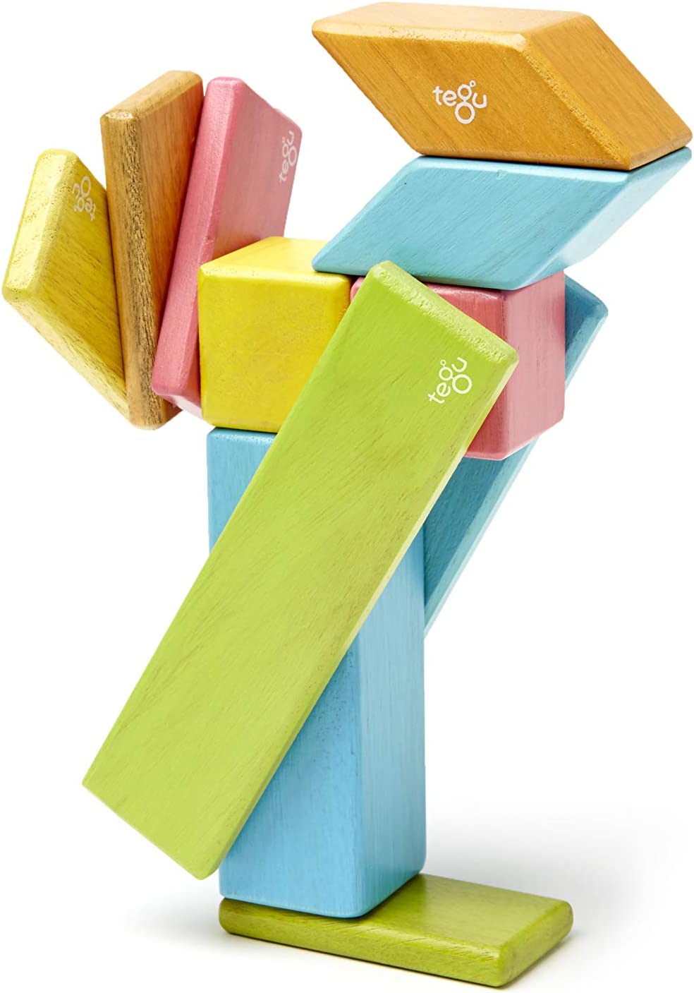 14-Piece Tegu Magnetic Wooden Blocks Set with Various Shapes