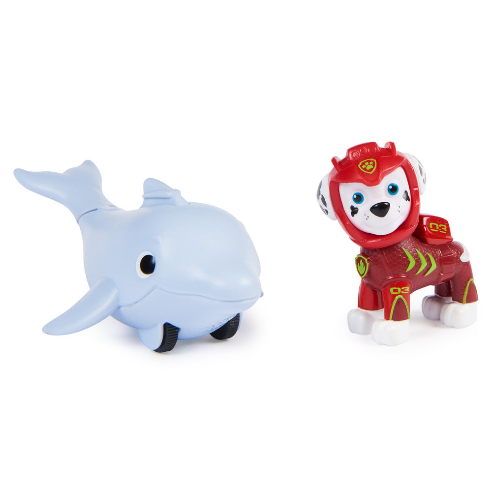Hot Sale! PAW Patrol Aqua Pups Action Figures Set - Marshall in Wetsuit and His Dolphin Friend