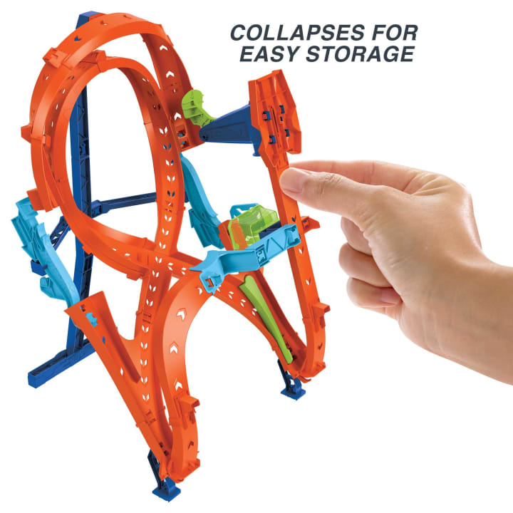 Hot Wheels Vertical 8 - Foot - Tall Action Jump Playset with 2 Racing Paths