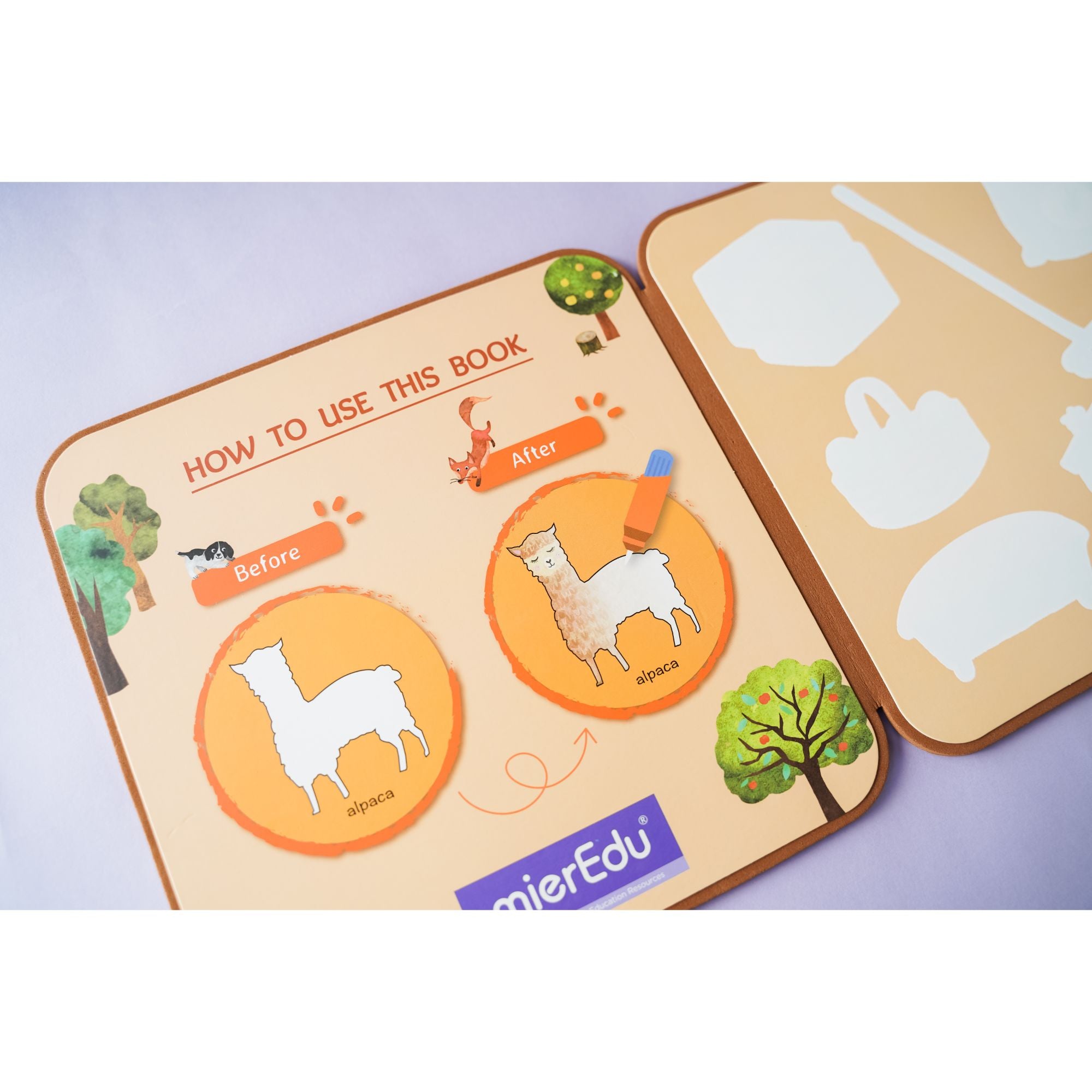 MierEdu Magic Water Doodle Book for Teaching Kids Farm Animals, Words, Numbers & Colors