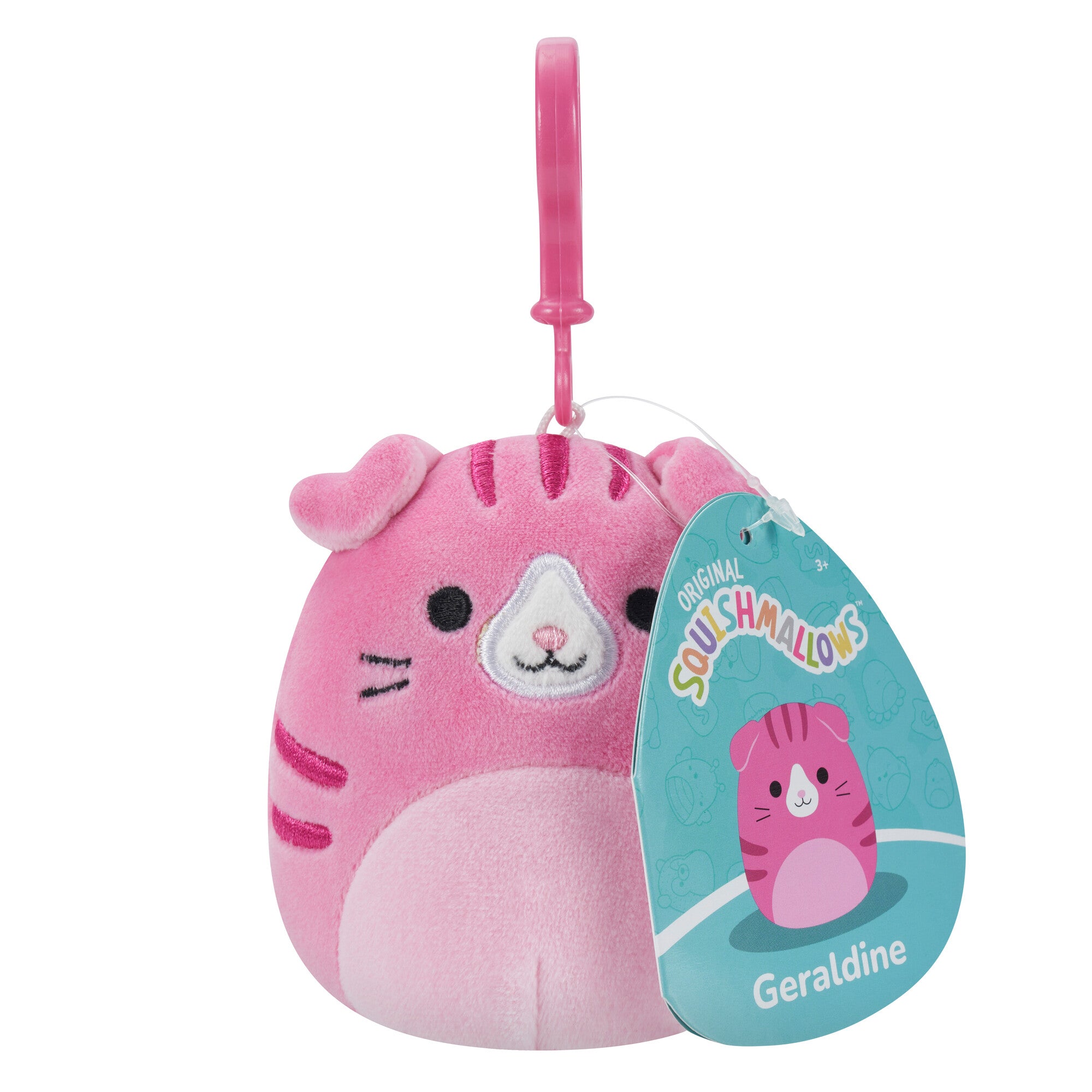 3.5-Inch Squishmallows S16 Clip-On Plush Toy - Adorable Geraldine