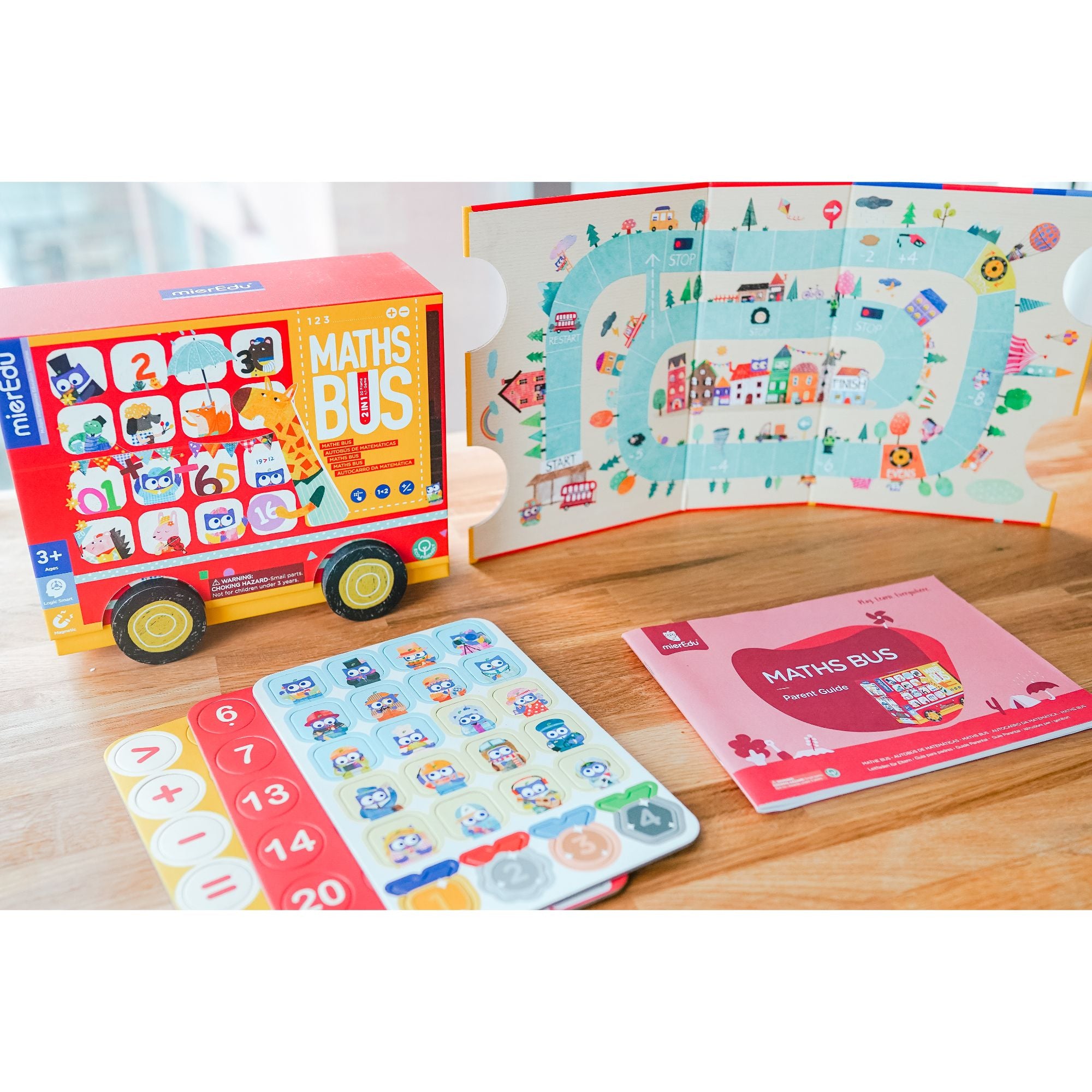 Eco-Friendly MierEdu Maths Learning Double-Decker Magnetic Bus Toy